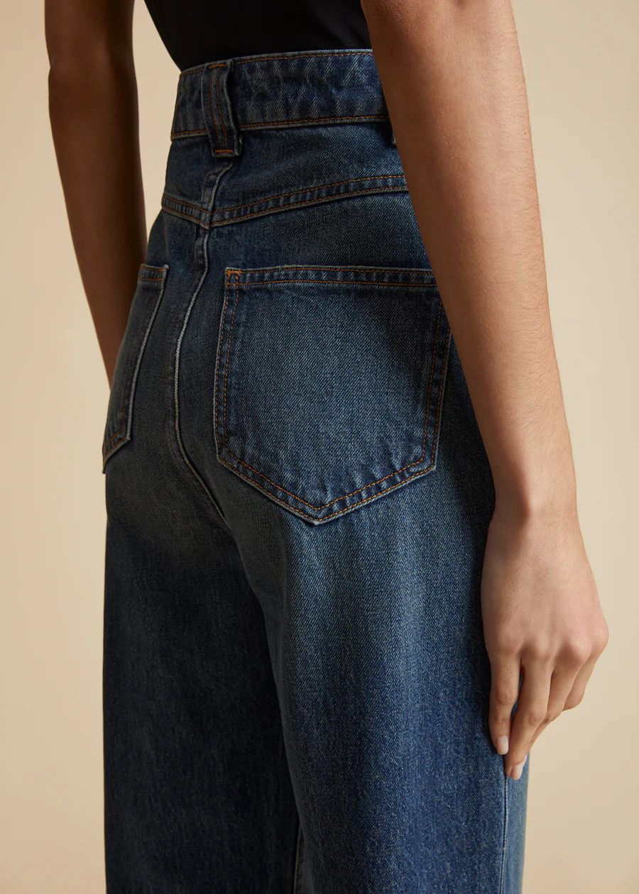 KHAITE o1s22i1n0724 Cropped Shalbi Jeans in Blue Size 29" - 6 Thumbnail