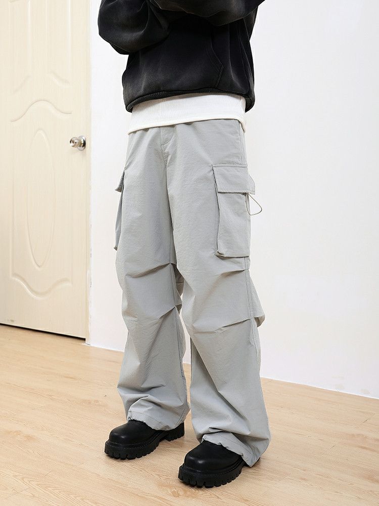 outdoor utility pleated baggy cargo pants