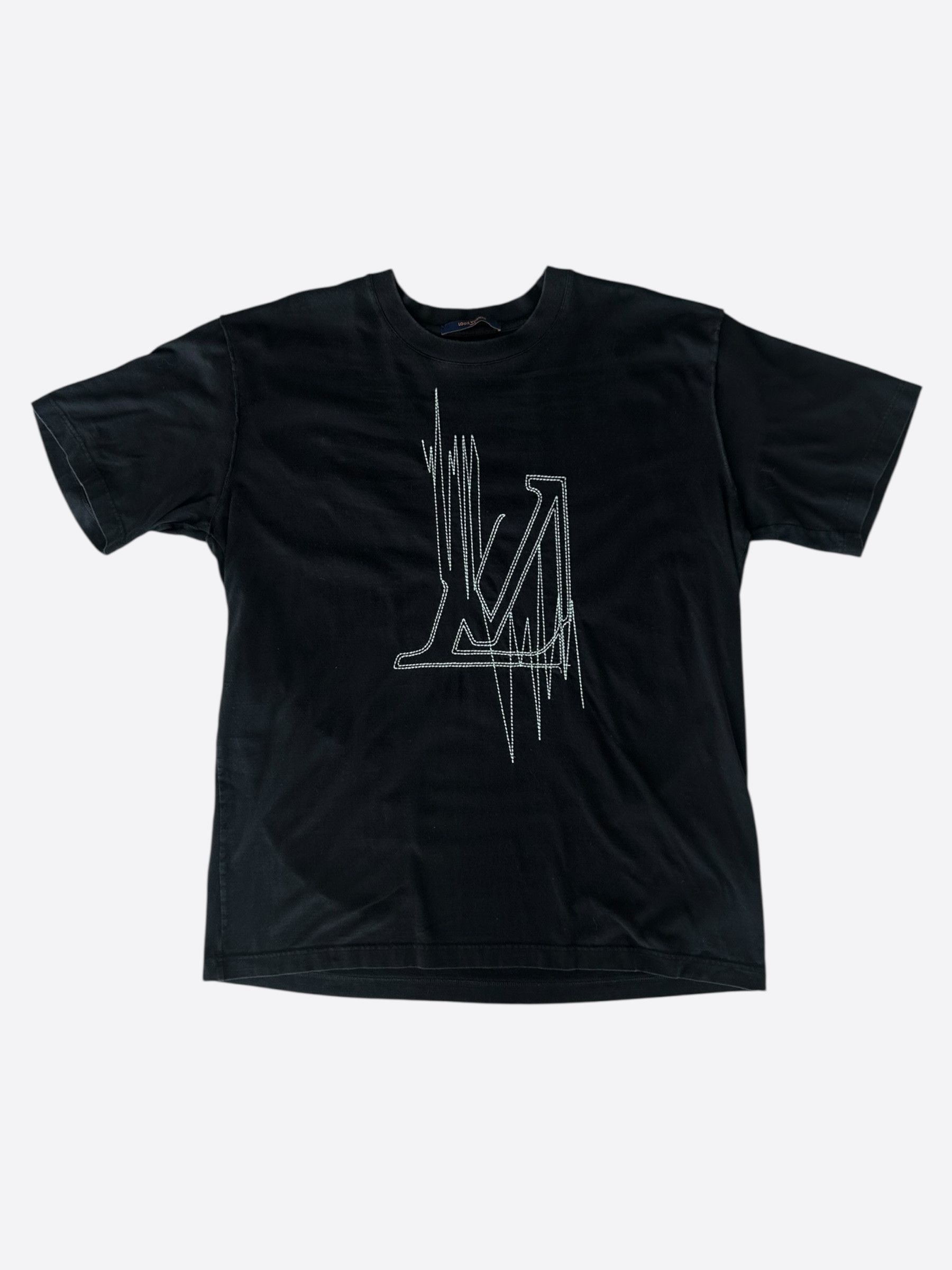 Black & White Frequency Logo Embroidered T-Shirt