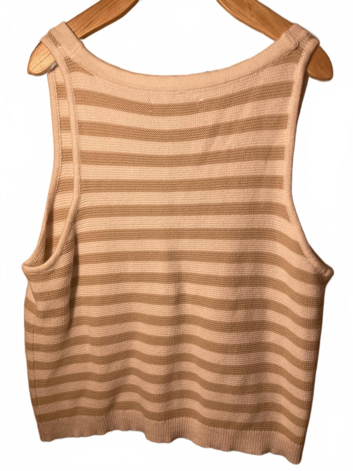 Other LOFT Striped Button Front Knit Tank Top Vest Women's XL EUC Size XL / US 12-14 / IT 48-50 - 3 Thumbnail