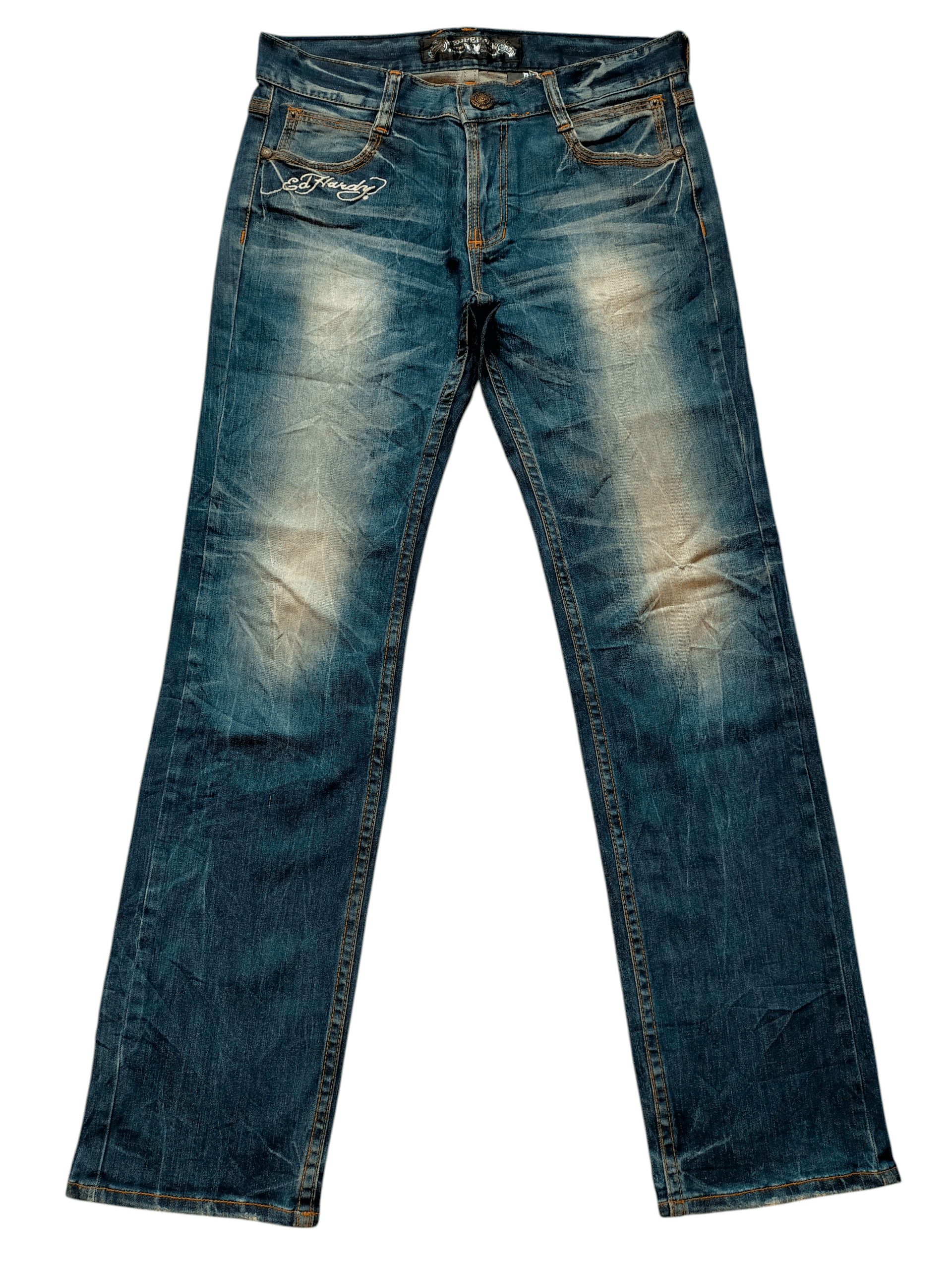 Ed Hardy Red Pepper x Ed Hardy Embroidered Blue Denim Pants Size US 34 / EU 50 - 9 Thumbnail