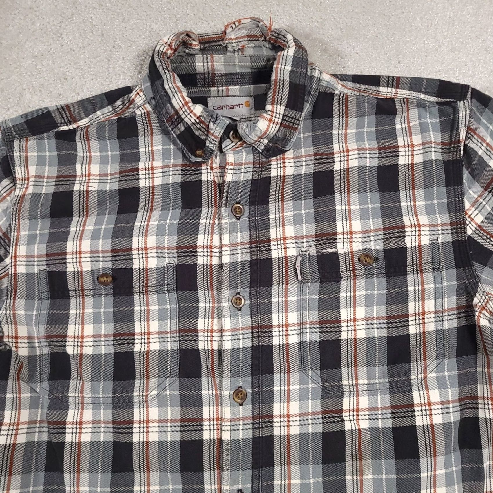 Carhartt VINTAGE Carhartt Long Sleeved Cotton Flannel Button Down Shirt Mens Large Heavy Workwear Size US L / EU 52-54 / 3 - 3 Thumbnail