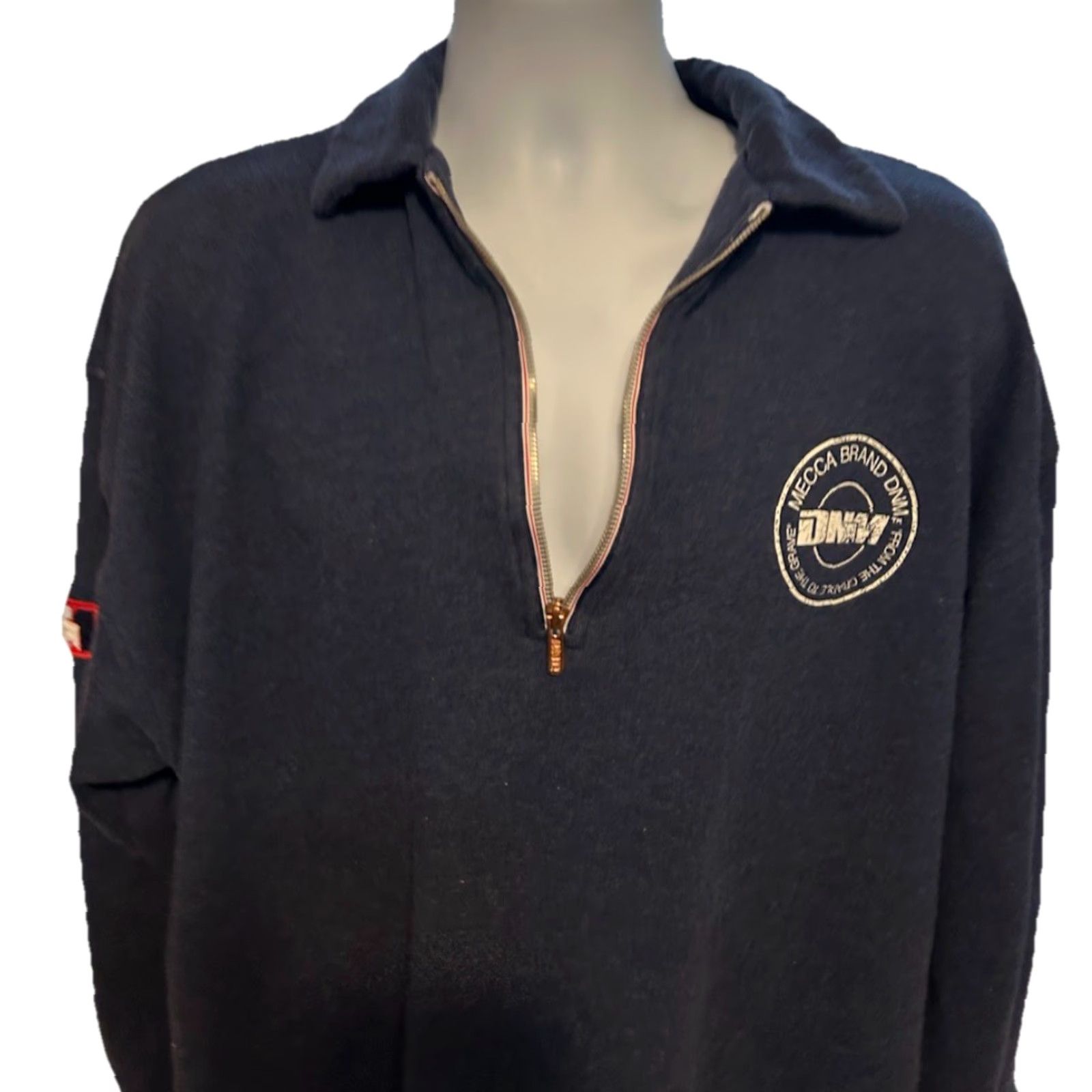 Vintage VINTAGE Mecca Pullover 1/4 Zip DNM 3/4 Zip Navy Blue Men XL Street Hip Hop Rap Casual Shirt Size US XL / EU 56 / 4 - 4 Thumbnail