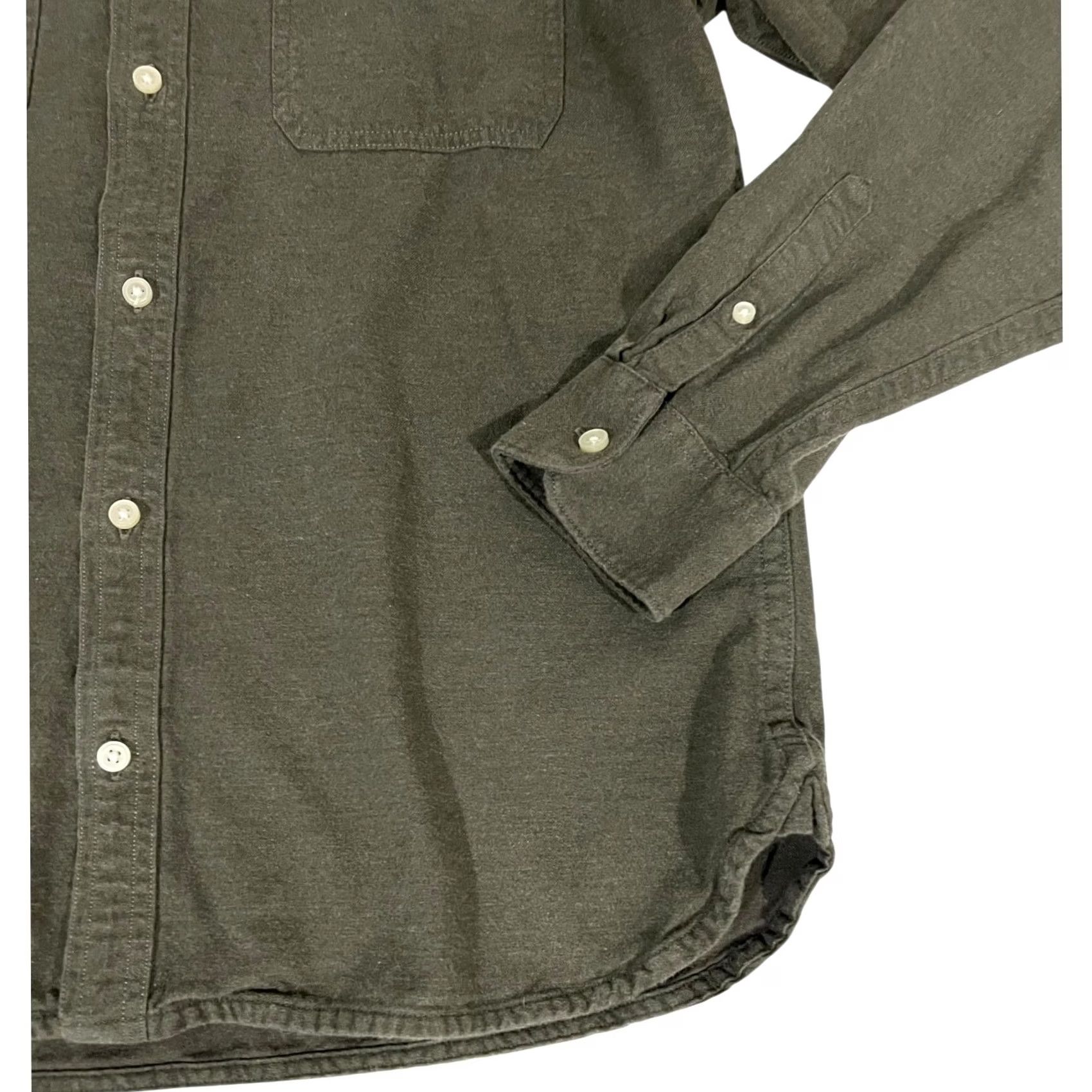 Everlane Everlane Men’s Brushed Flannel Shirt Heathered Thyme Button Front Cotton Sz L Mens Long Sleeve Collared Solid Green Size US L / EU 52-54 / 3 - 6 Thumbnail