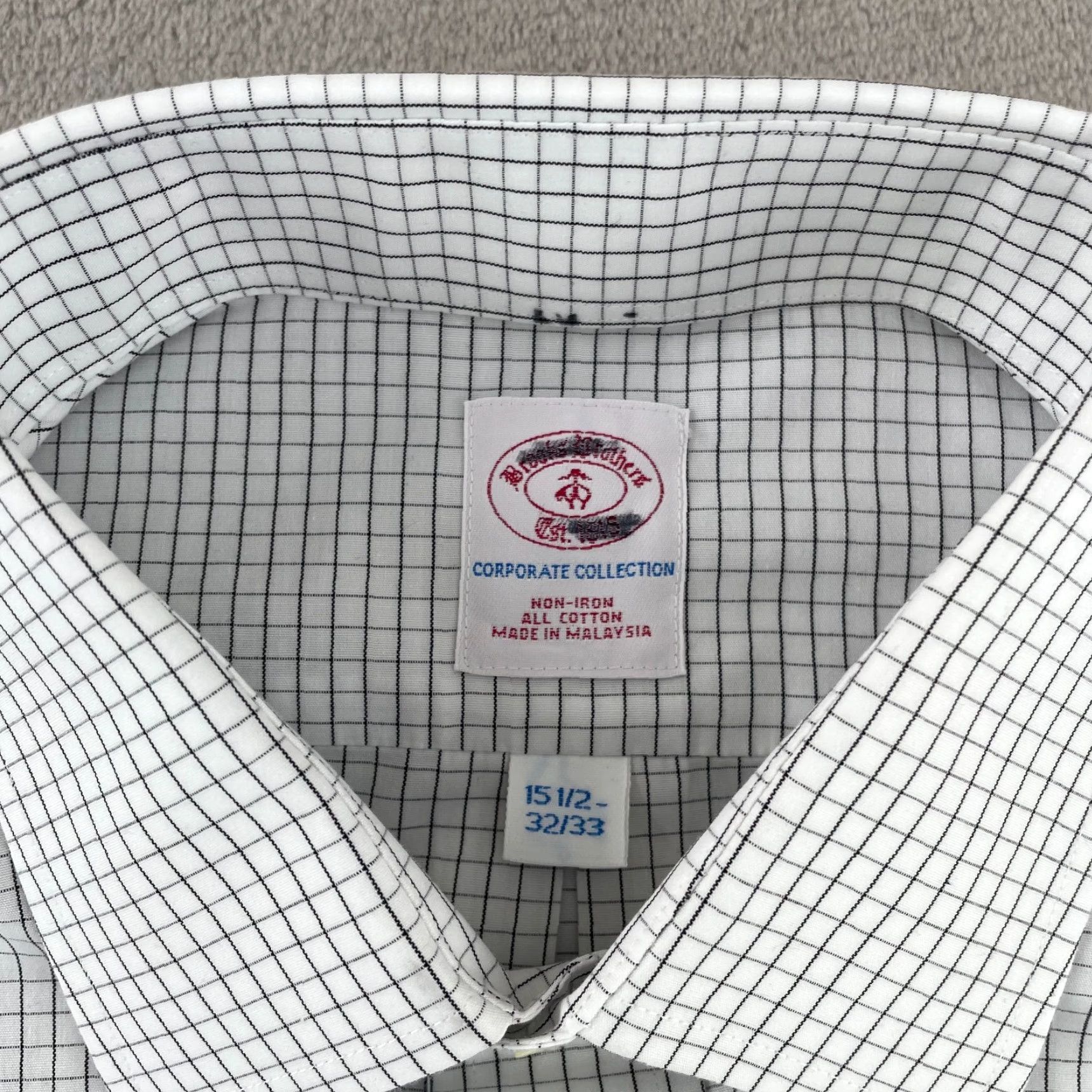 Brooks Brothers Brooks Brothers Stanford Dress Shirt Men 15.5 White Check Non-Iron NWOT Size 42R - 2 Thumbnail