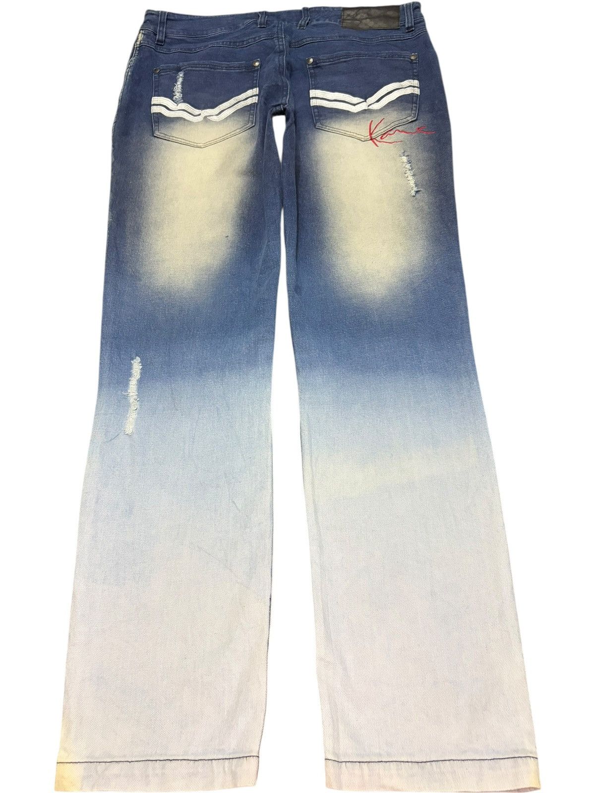 Karl Kani Vintage Karl Kani Bleached Wash Distressed Jeans Size US 33 - 2 Thumbnail