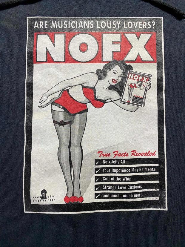 Vintage NOFX Hoodie Saved My S3X Life Rabid Rabit Graphics 1997 Size US XL / EU 56 / 4 - 3 Thumbnail