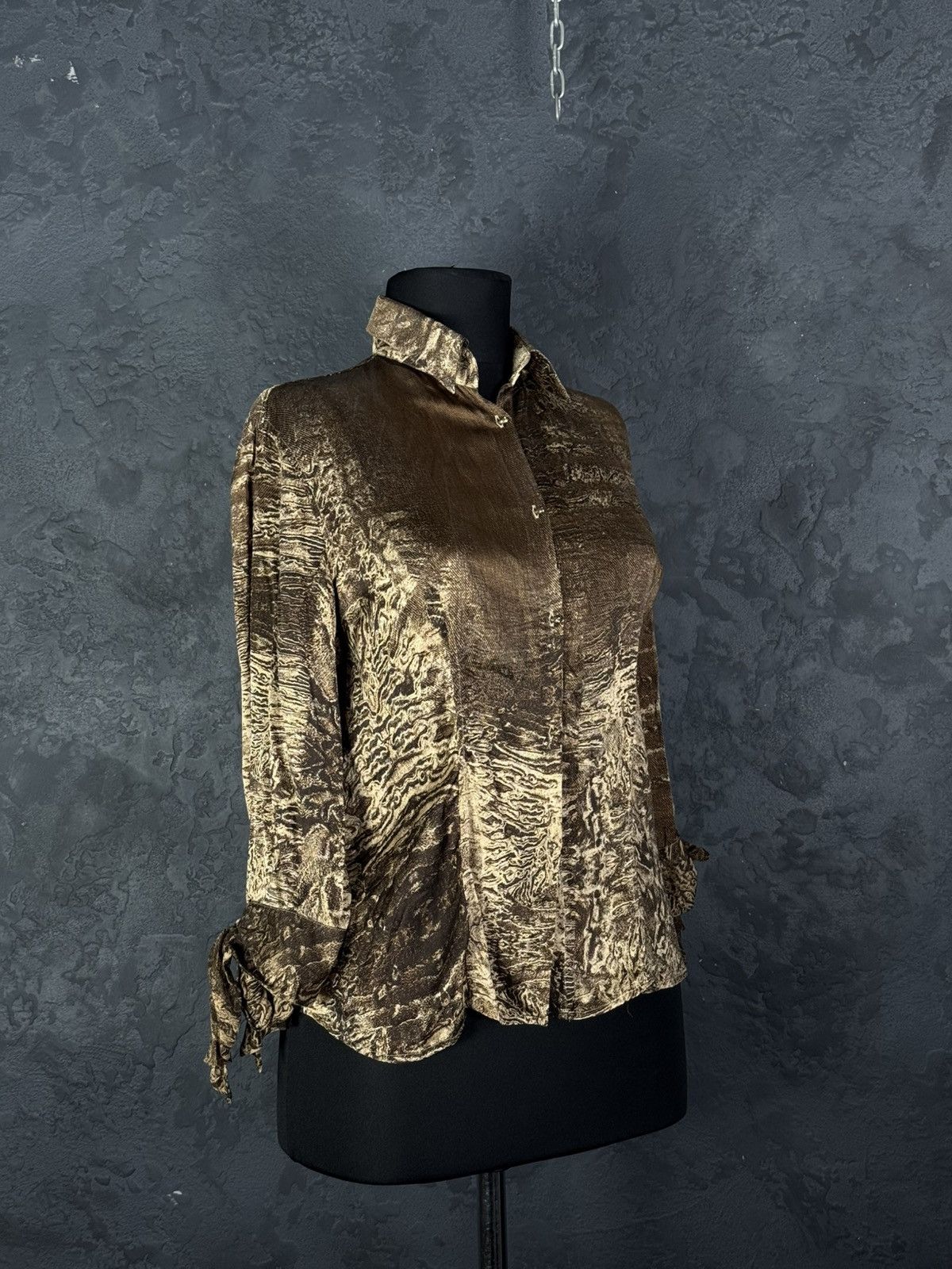 Roberto Cavalli VTG Roberto Cavalli Silk Snakeskin Print Long Sleeve Button Size S / US 4 / IT 40 - 7 Thumbnail
