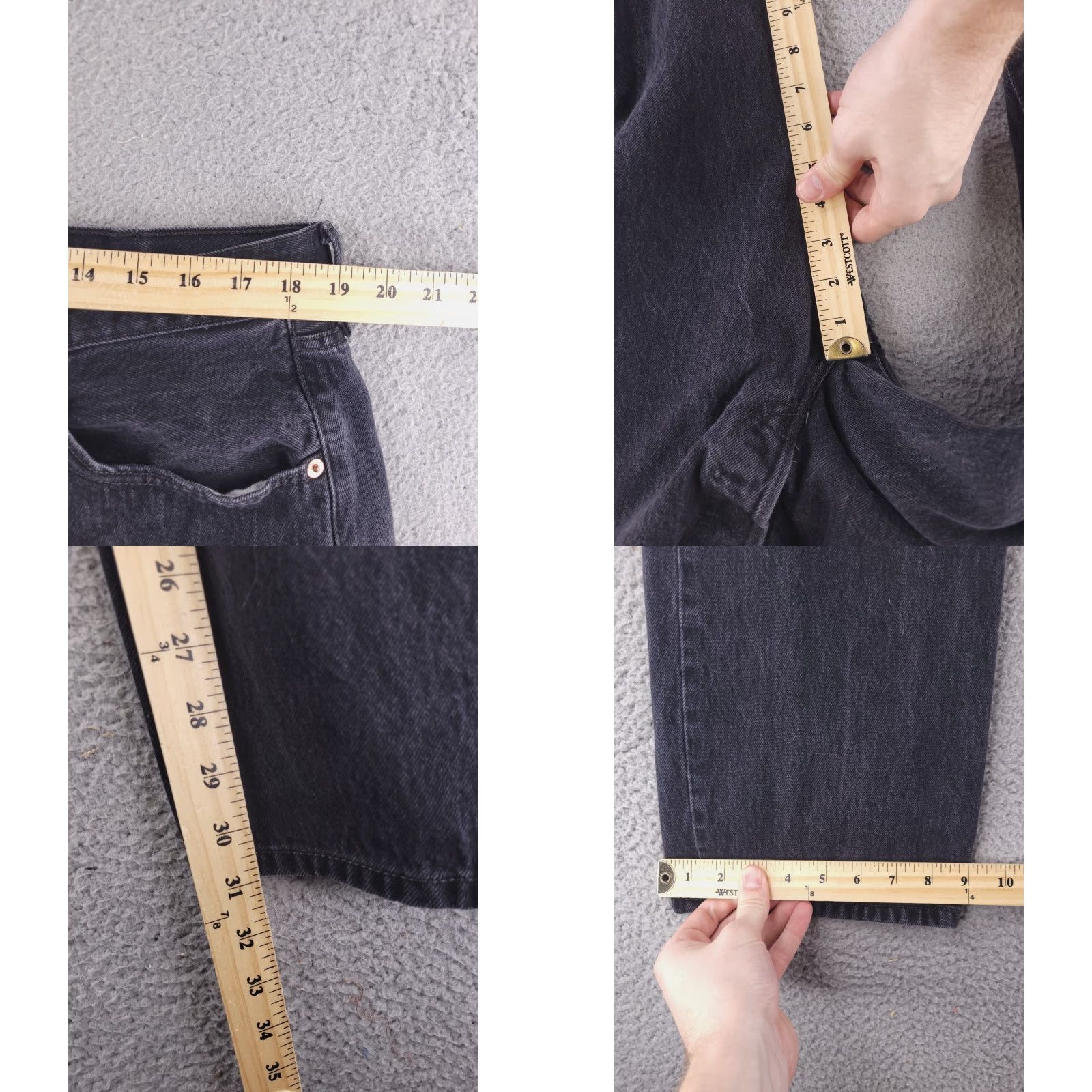 Levi's Levi's Jeans Mens 38x31 Black Denim 501 Button Fly Straight Regular Waist 38 Inseam 31 Size US 38 / EU 54 - 8 Thumbnail