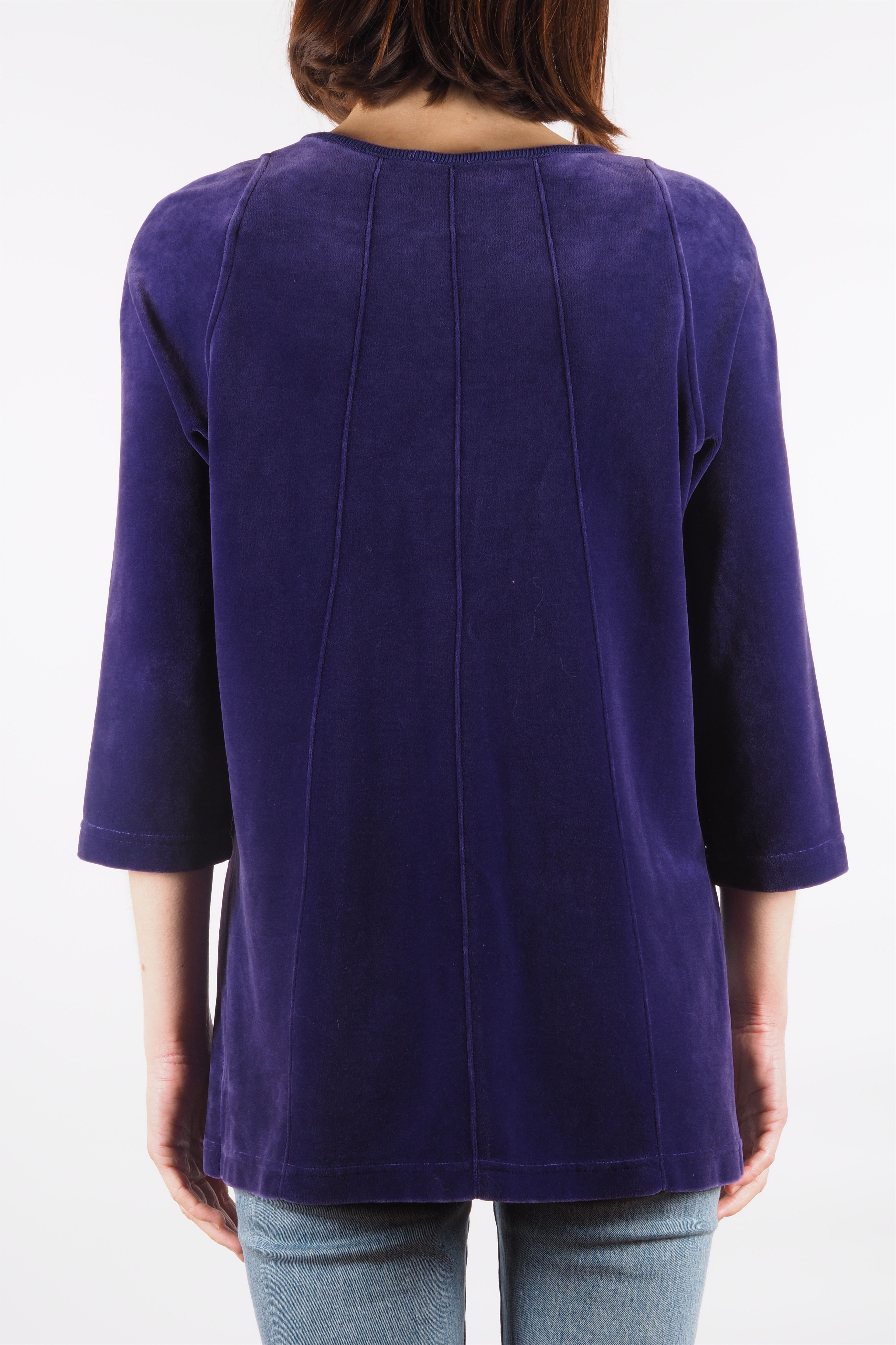 Sonia Rykiel Sonia Rykiel Vintage Women's Violet Purple Velour Logo Top Size L / US 10 / IT 46 - 4 Thumbnail