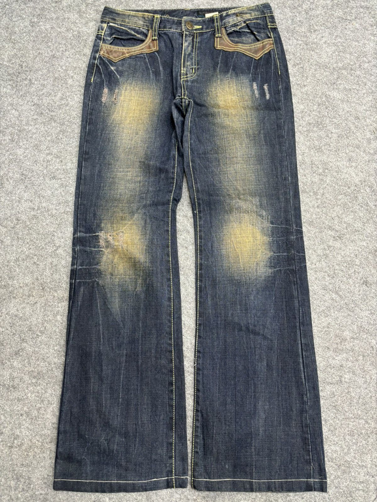 Japanese Brand 💥Flare💥Insane 90s Style Blue Rusty Distressed Denim F561 Size US 30 / EU 46 - 24 Thumbnail