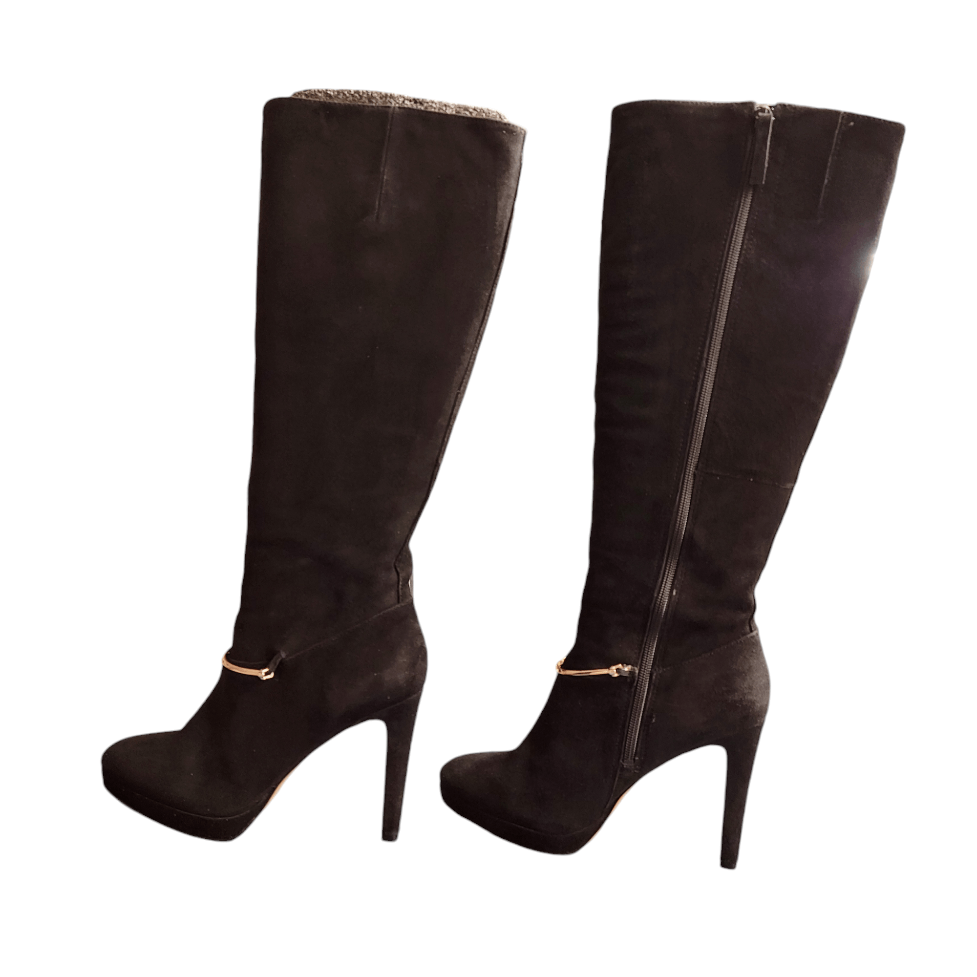 Nine West Nine West Black Suede Leather Tall Heeled Boots Size US 7 / IT 37 - 7 Thumbnail