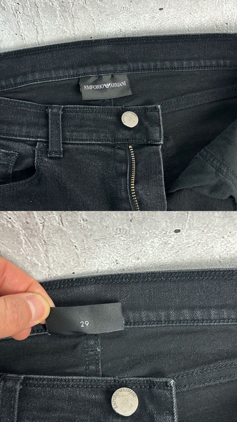 Emporio Armani Emporio Armani Slim-Fit Black Cotton Logo Women’s Jeans Size 29" - 12 Thumbnail