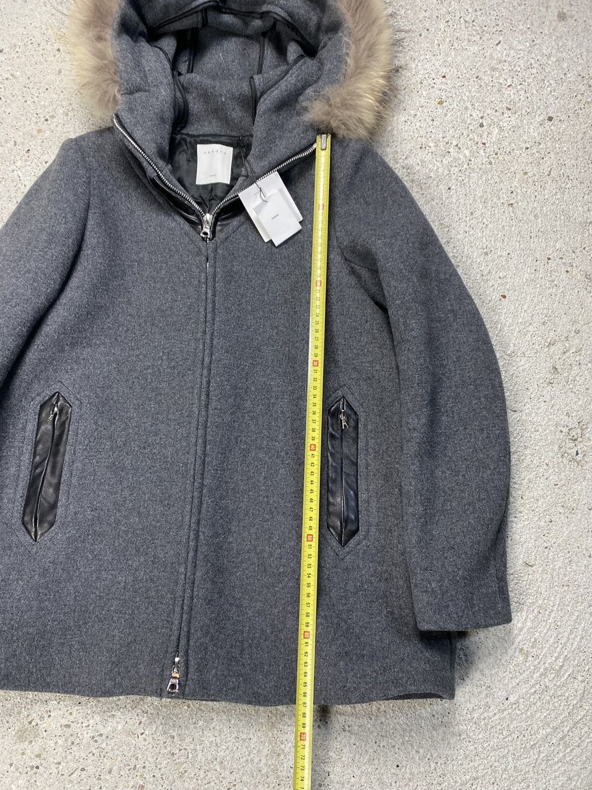Sandro Sandro wool coat jacket new with tags grey fur Size M / US 6-8 / IT 42-44 - 18 Thumbnail
