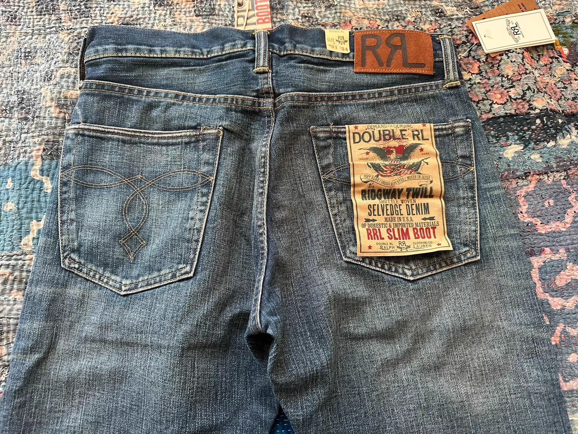 RRL Ralph Lauren rrl slim boot cut distressed jeans 31x34 Size US 31 - 3 Thumbnail