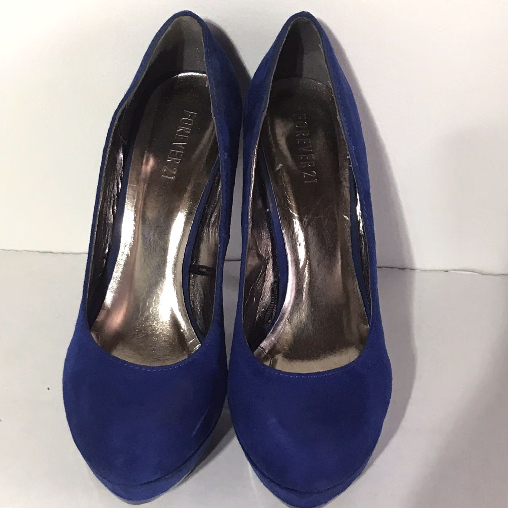 Forever 21 FOREVER 21 Blue Suede Stiletto Pumps Women’s Size 8.5 - 6in Heel, Round Toe, Clubwear Size US 9 / IT 39 - 2 Thumbnail