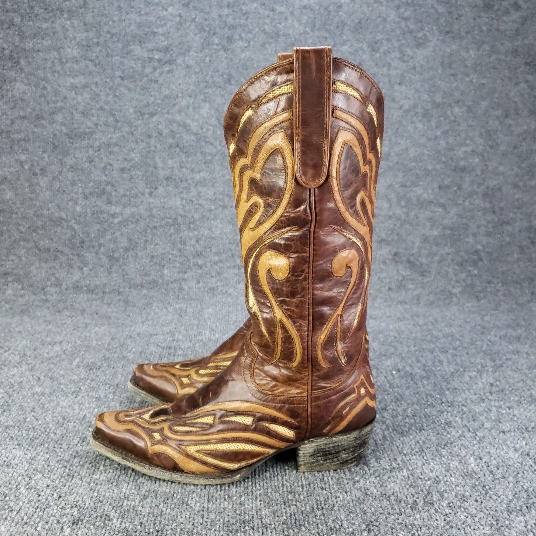 Vintage Lane Boot Womens Brown Embroidered Size 7B Western Low Heel Leather Womens Size US 7 / IT 37 - 5 Thumbnail