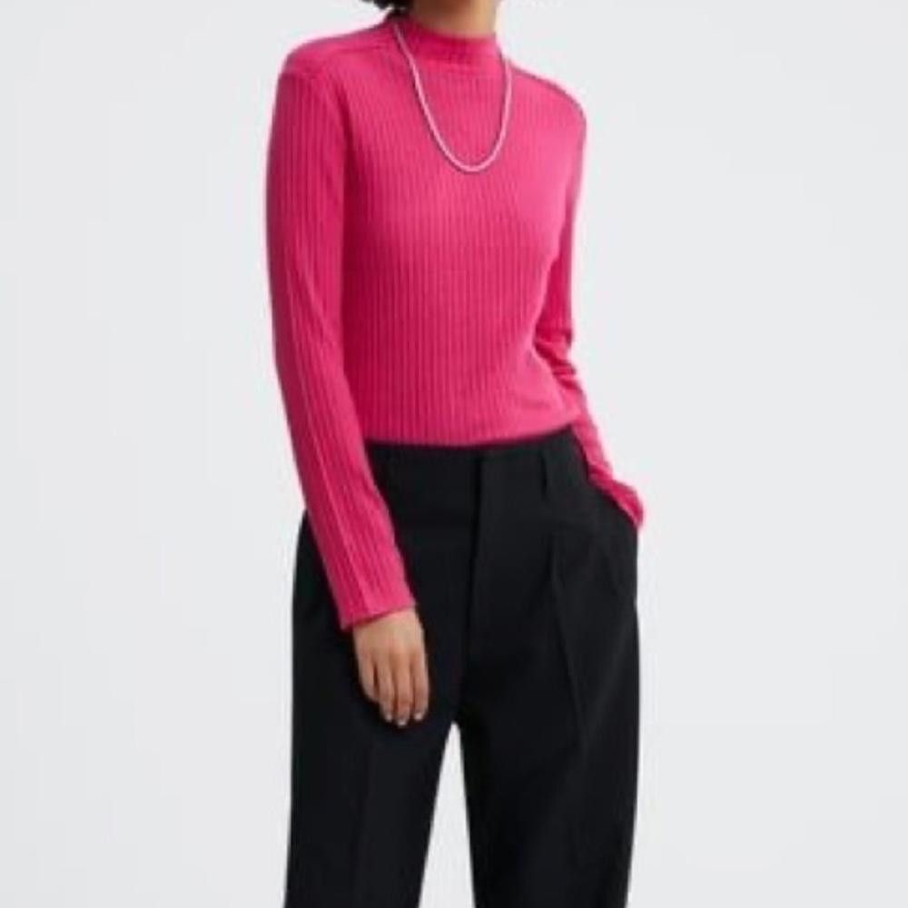 Zara Zara l Hot Pink Ribbed High Neck Top Small Size S / US 4 / IT 40 - 8 Thumbnail
