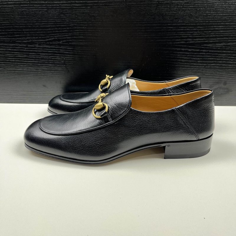 Gucci Gucci Jordaan Black Leather Slip-On Shoes 0079 Size US 7.5 / EU 40-41 - 1 Thumbnail