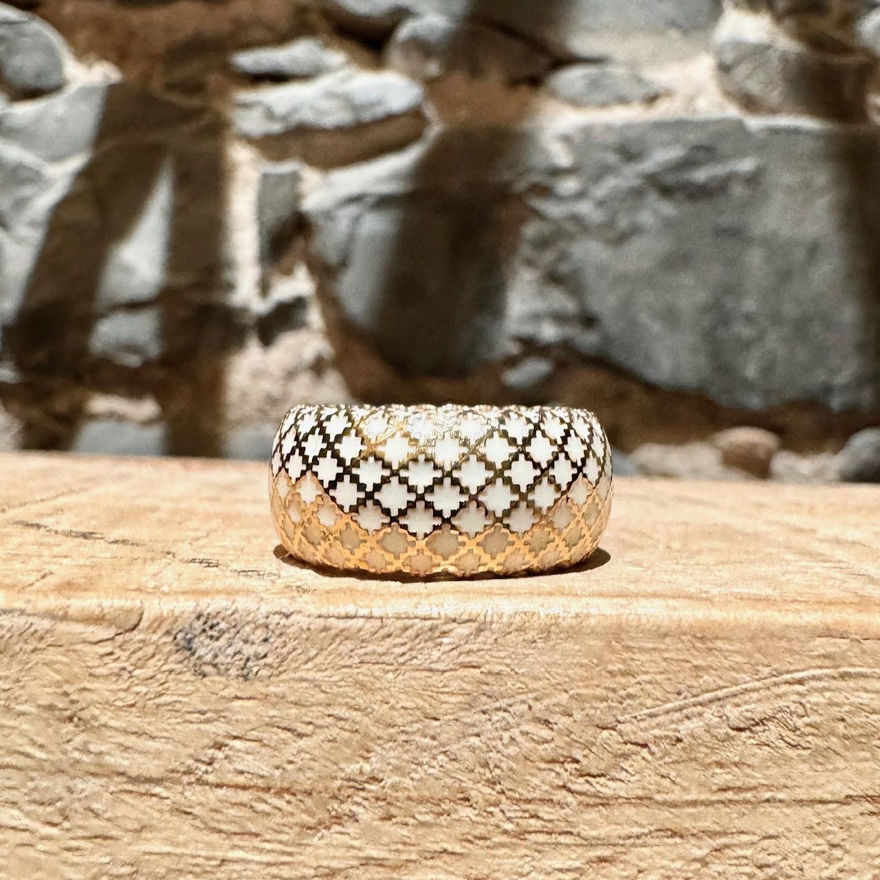 Gucci Gucci 18k Gold White Enamel Diamantissima Ring Size ONE SIZE - 3 Thumbnail