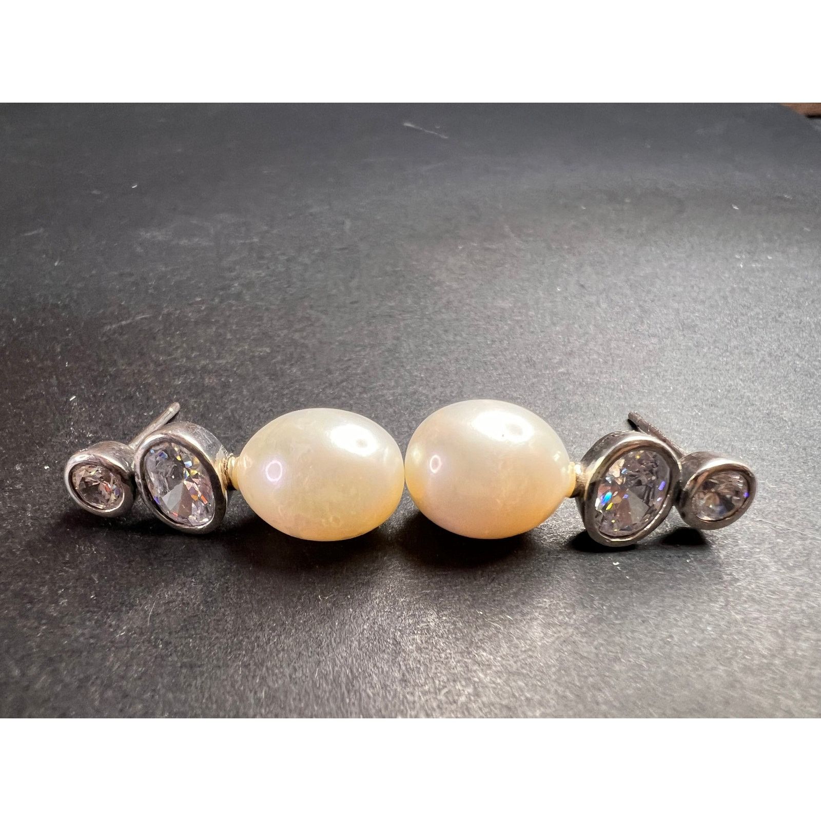 Other Cultured pearl and CZ sterling silver drop earrings Size ONE SIZE - 9 Thumbnail