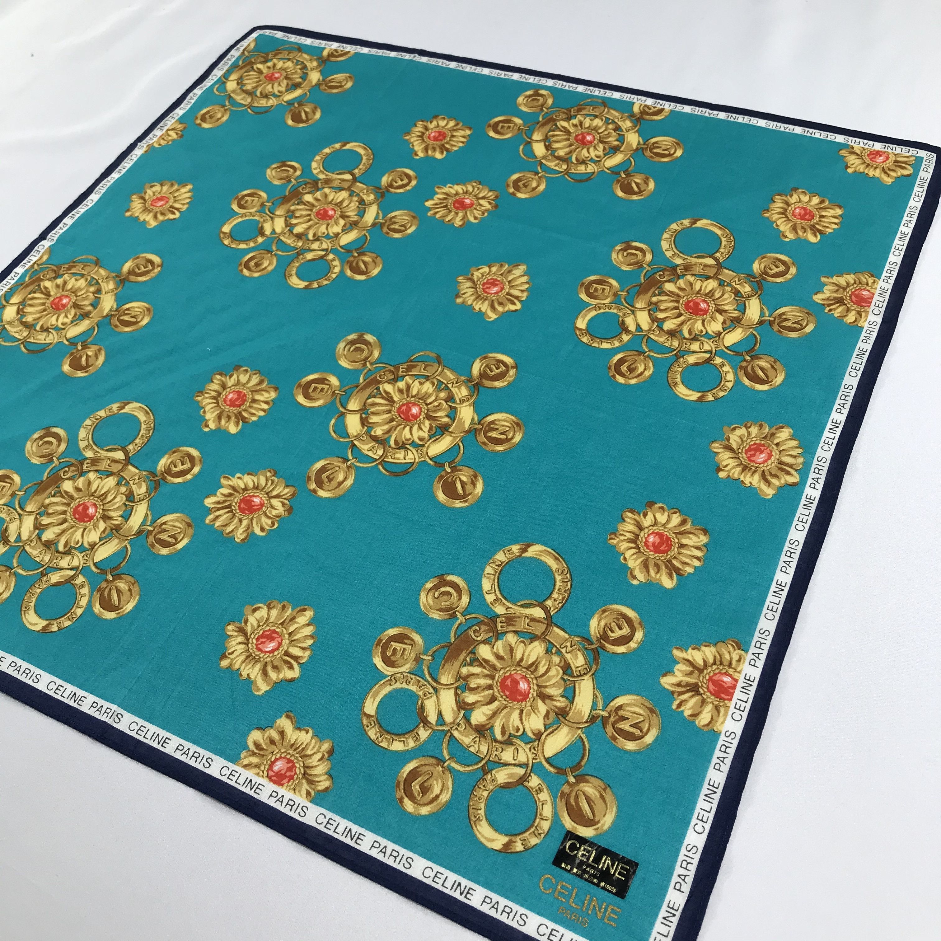Celine Celine Luxury Chains Handkerchief Neckerchief Bandana H764 Size ONE SIZE - 4 Thumbnail
