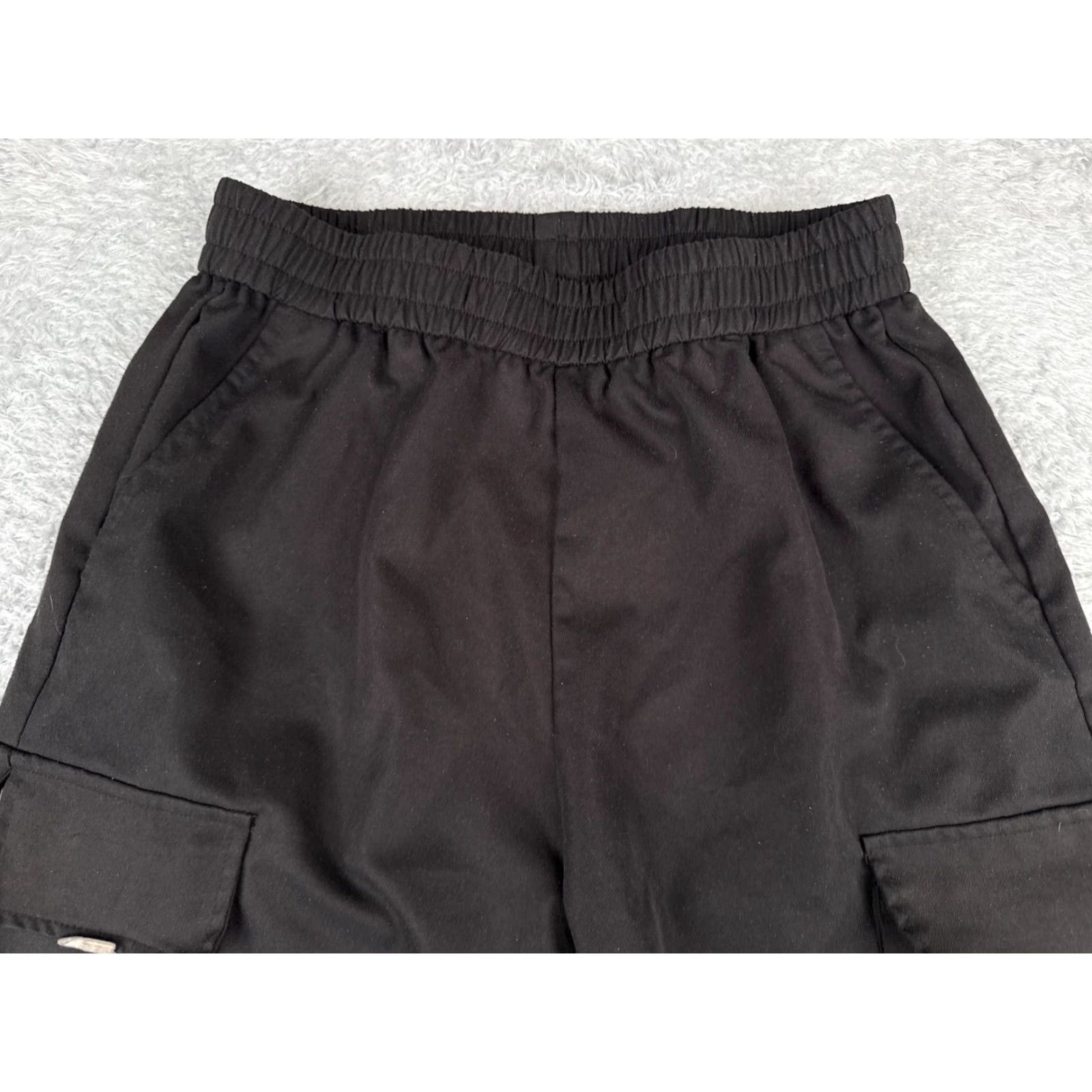 Shein Shein Pants Women Small Black Cargo Jogger Tapered High Rise Polyester 32x27 Womens Size 28" / US 6 / IT 42 - 4 Thumbnail