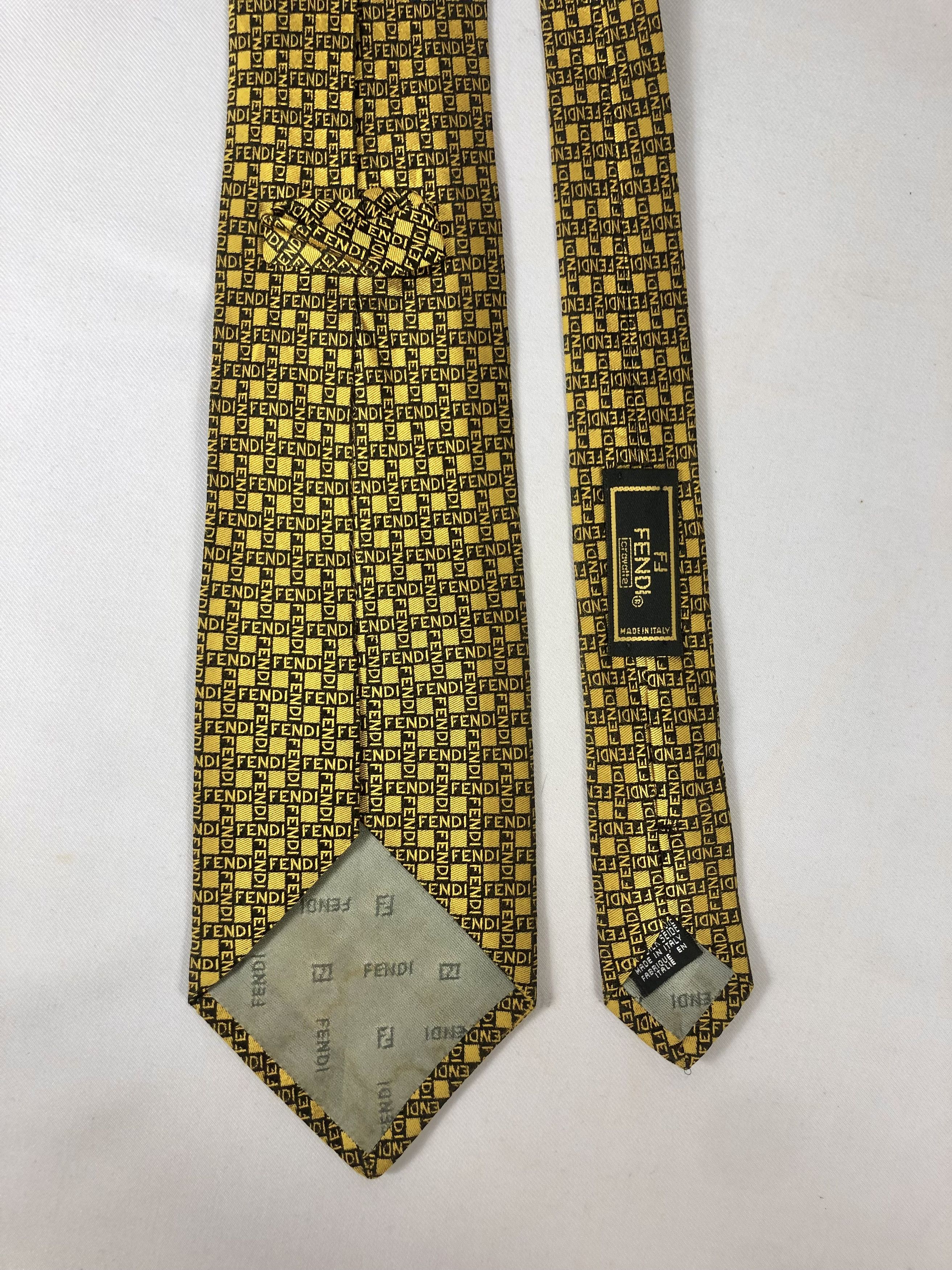 Fendi Rare Fendi Cravatte Gold Monogram Silk Tie Made in Italy Size ONE SIZE - 5 Thumbnail
