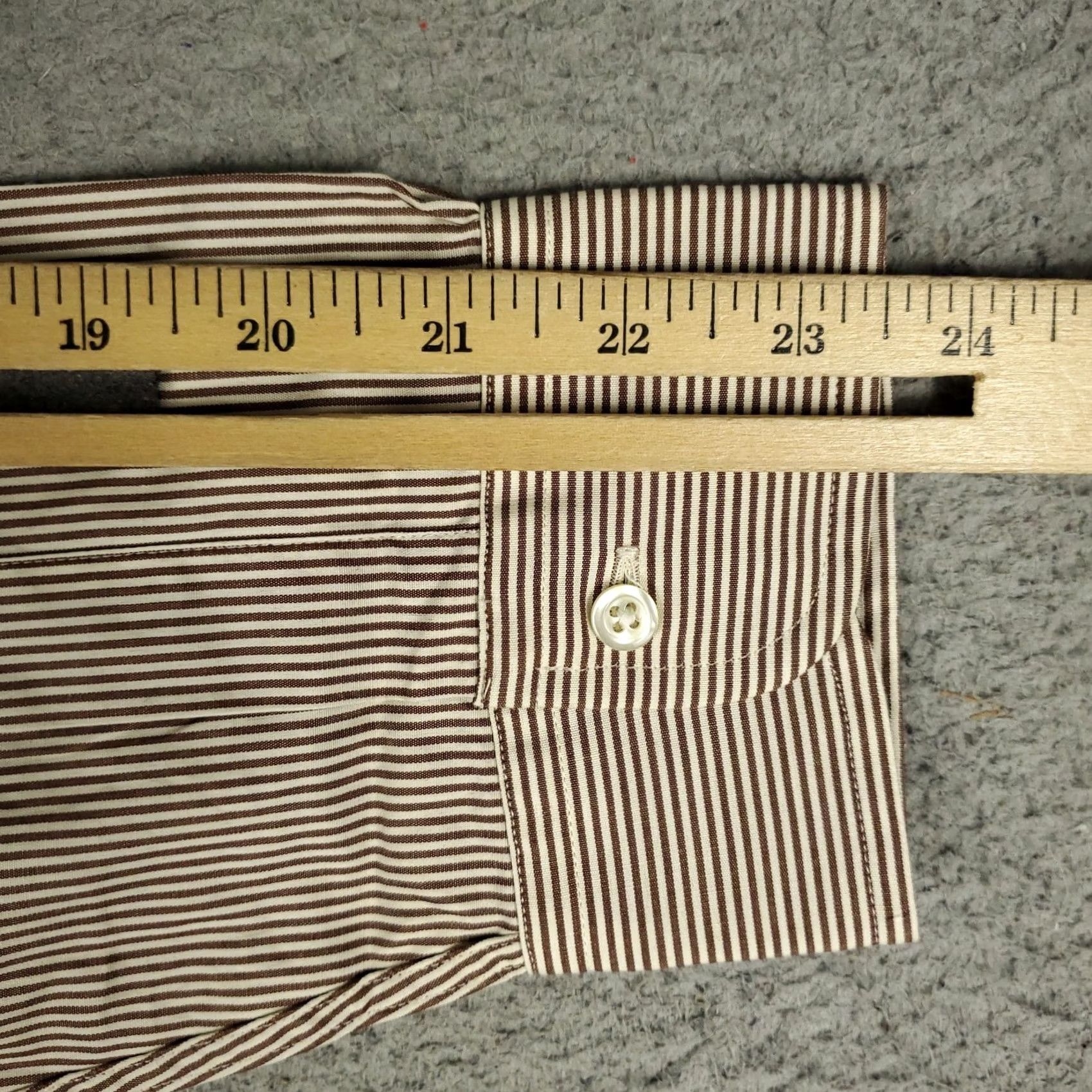 Brooks Brothers Brooks Brothers Shirt Mens 15.5 Brown Striped Dress Button Up Long Sleeve Size 42R - 7 Thumbnail