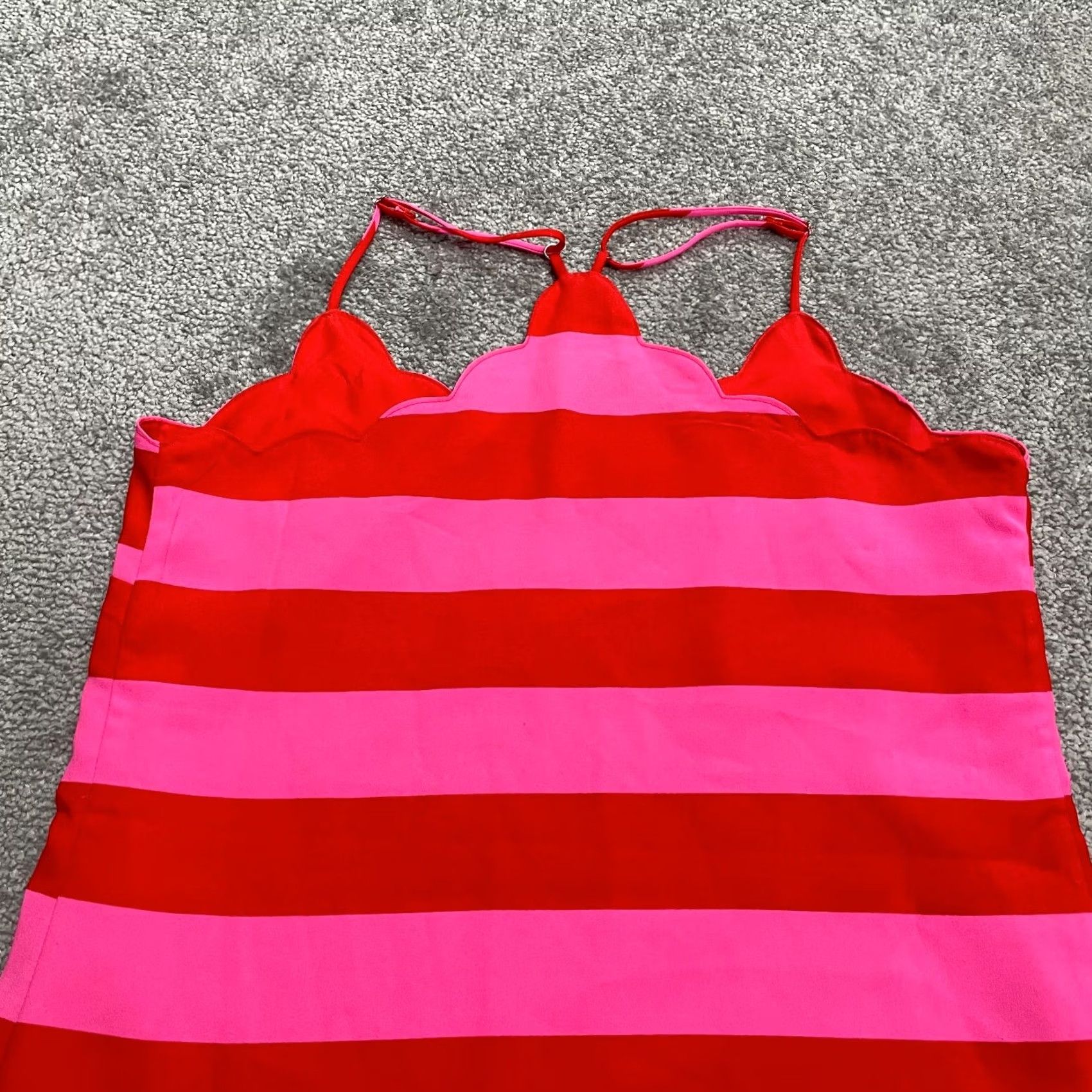 J.Crew J.Crew Tank Top Womens 00 Red Pink Striped Scalloped Racerback Camisole Casual Size XXS / US 00 / IT 34 - 4 Thumbnail