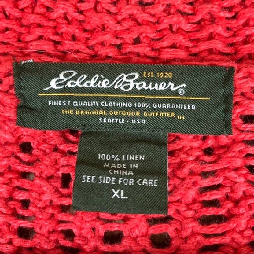 Eddie Bauer Eddie Bauer Cardigan Womens Red Open Linen Knit XL Sweater Knit Style Casual Workwear Holiday 90s? Size XL / US 12-14 / IT 48-50 - 6 Thumbnail