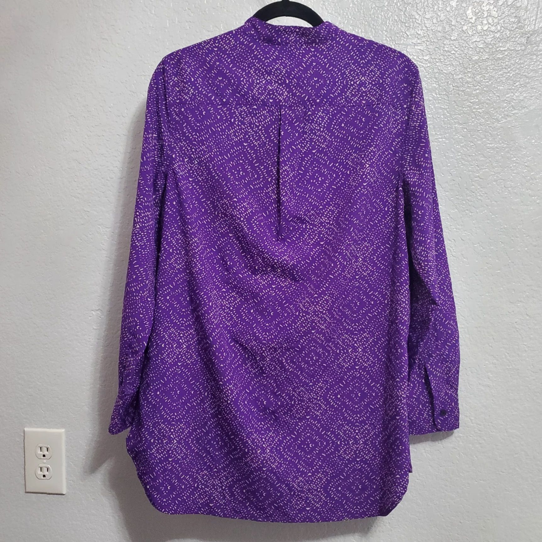 Ralph Lauren Lauren Ralph Lauren Womens Tunic Top Purple Print 1/2 Button Popover Size M Geometric Long Sleeve Strap? Wait. Size M / US 6-8 / IT 42-44 - 2 Thumbnail