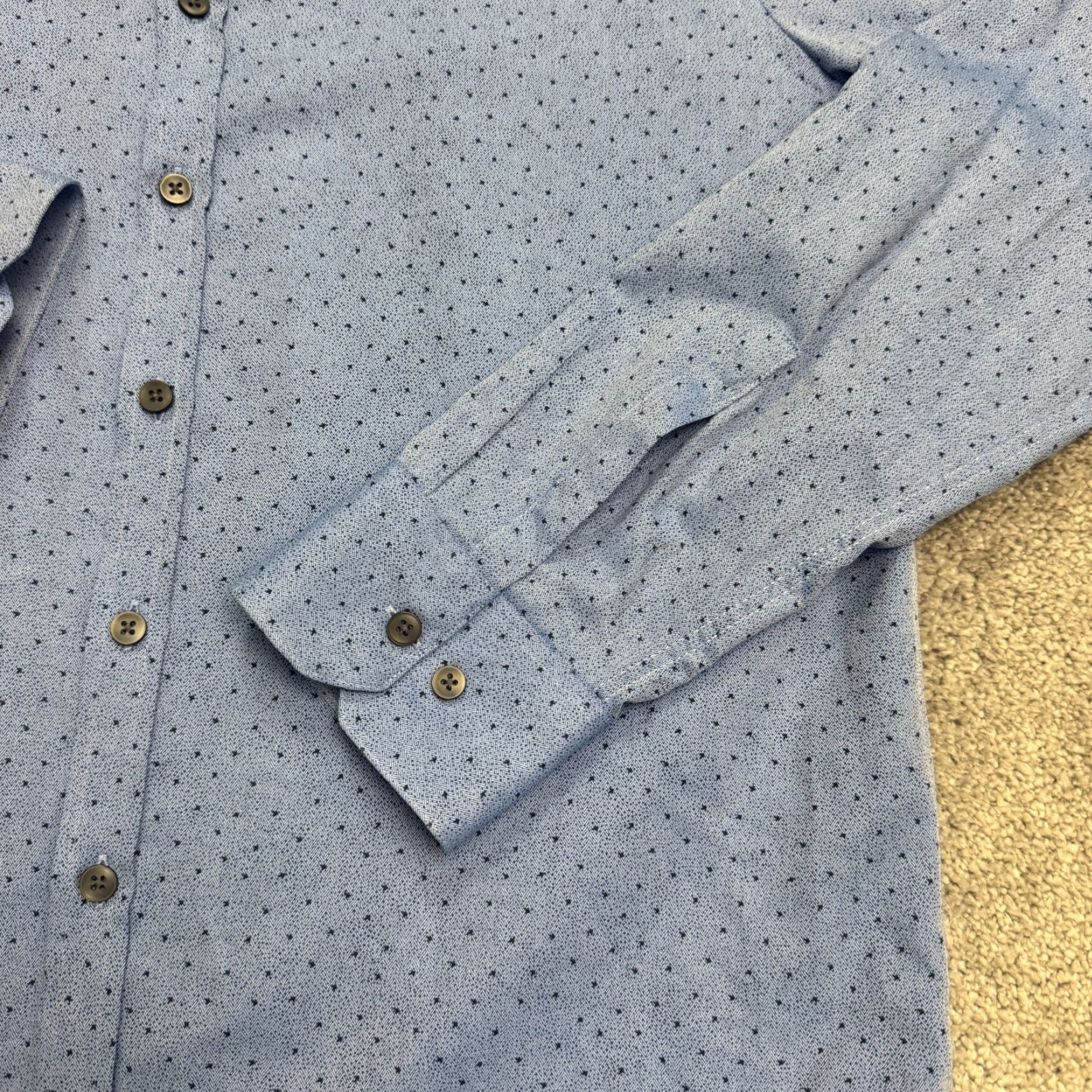 Vintage Robert Barakett Blue Polka Dot Button-Up Shirt Mens Large Casual Work Size US L / EU 52-54 / 3 - 5 Thumbnail
