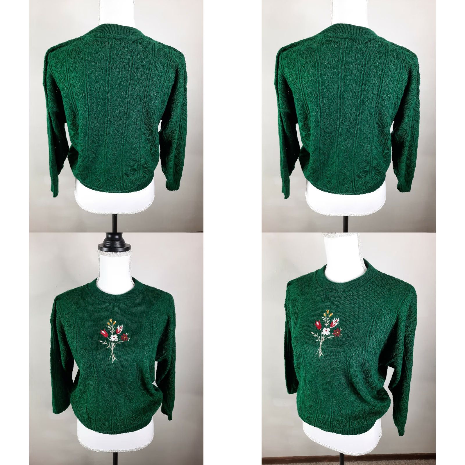 Vintage VINTAGE Bay Point Threads Floral Embroidered Open-Knit 3/4 Sleeve Pullover Sweater Small USA Womens Size S / US 4 / IT 40 - 8 Thumbnail