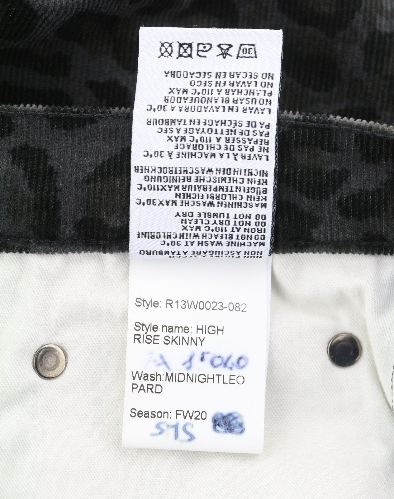 R13 HIGH RISE SKINNY 27 Leopard Corduroy Grey Trousers 85837 Size 27" / US 4 / IT 40 - 9 Thumbnail