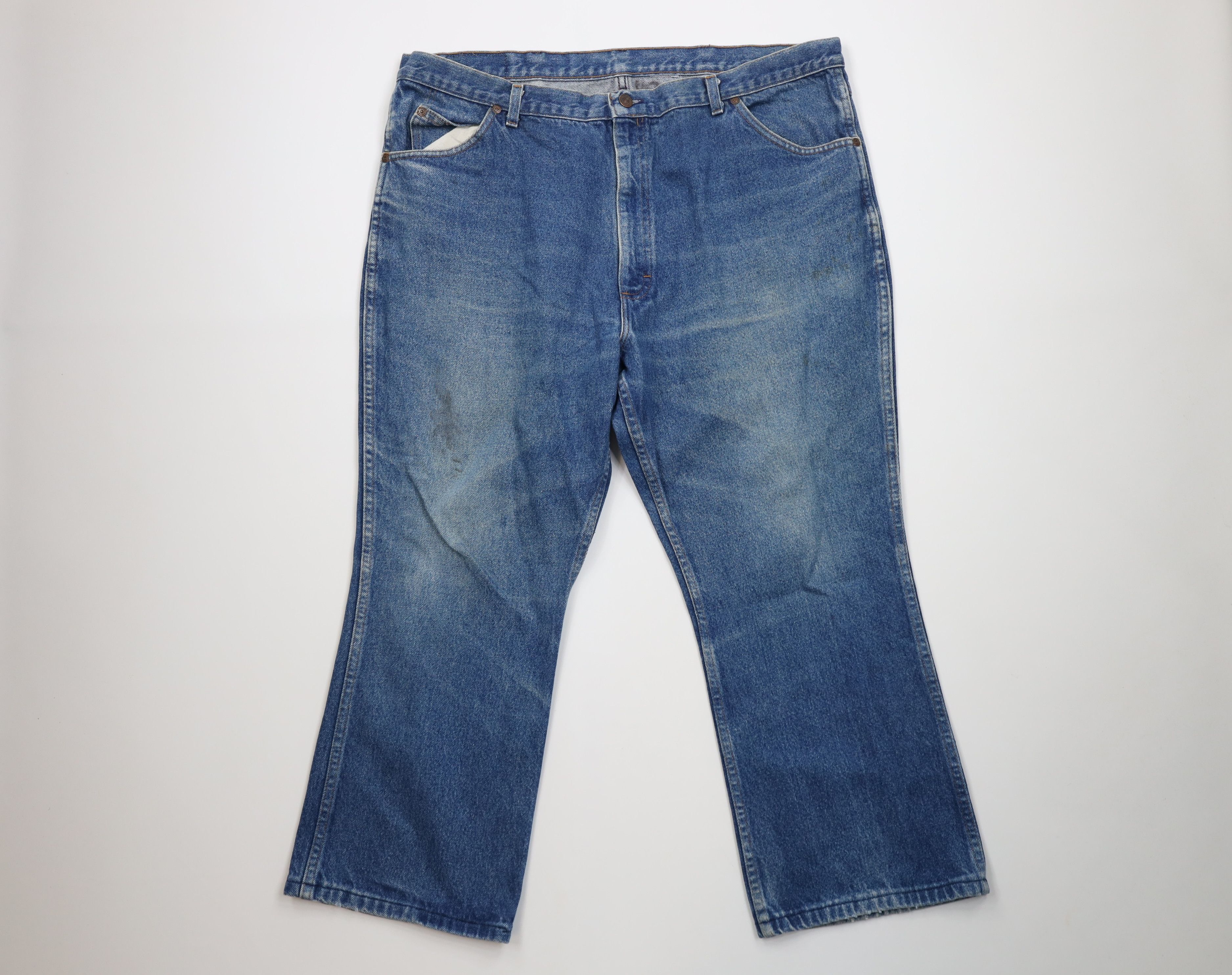 Vintage 80s 90s Streetwear Flared Wide Leg Denim Jeans Blue