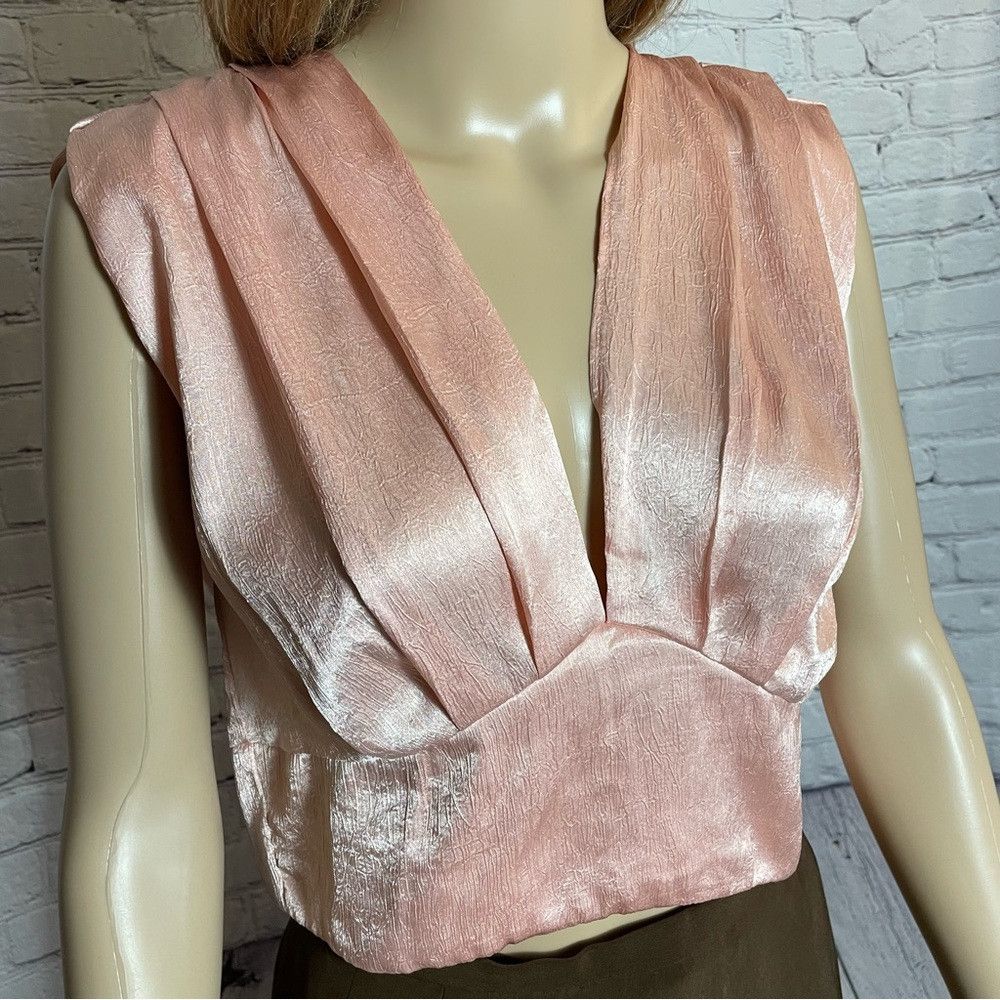 Other NWT New Ro & De Satin Open Back With Tie Sleeveless Peach T Size M / US 6-8 / IT 42-44 - 2 Thumbnail