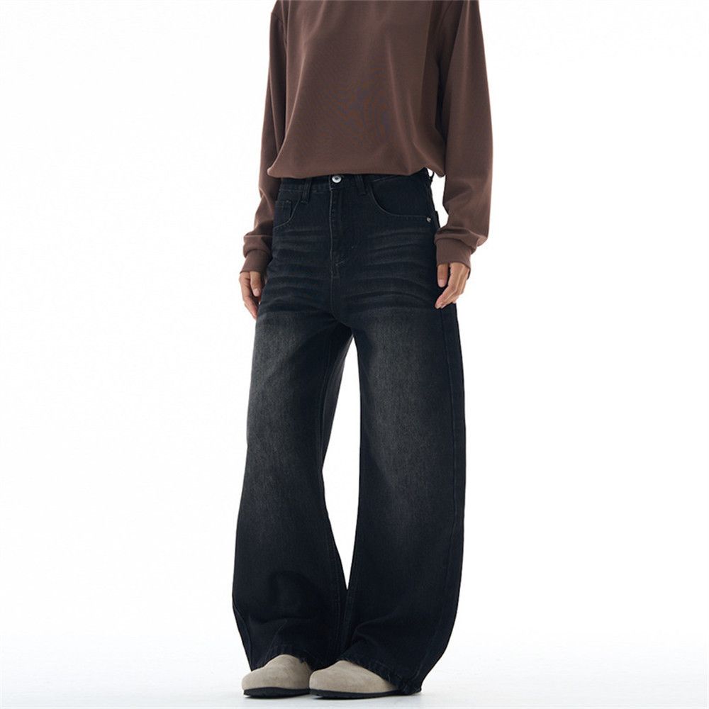 Japanese Brand Men's loose-fitting wide-leg distressed casual curved jeans Size US 32 / EU 48 - 2 Thumbnail