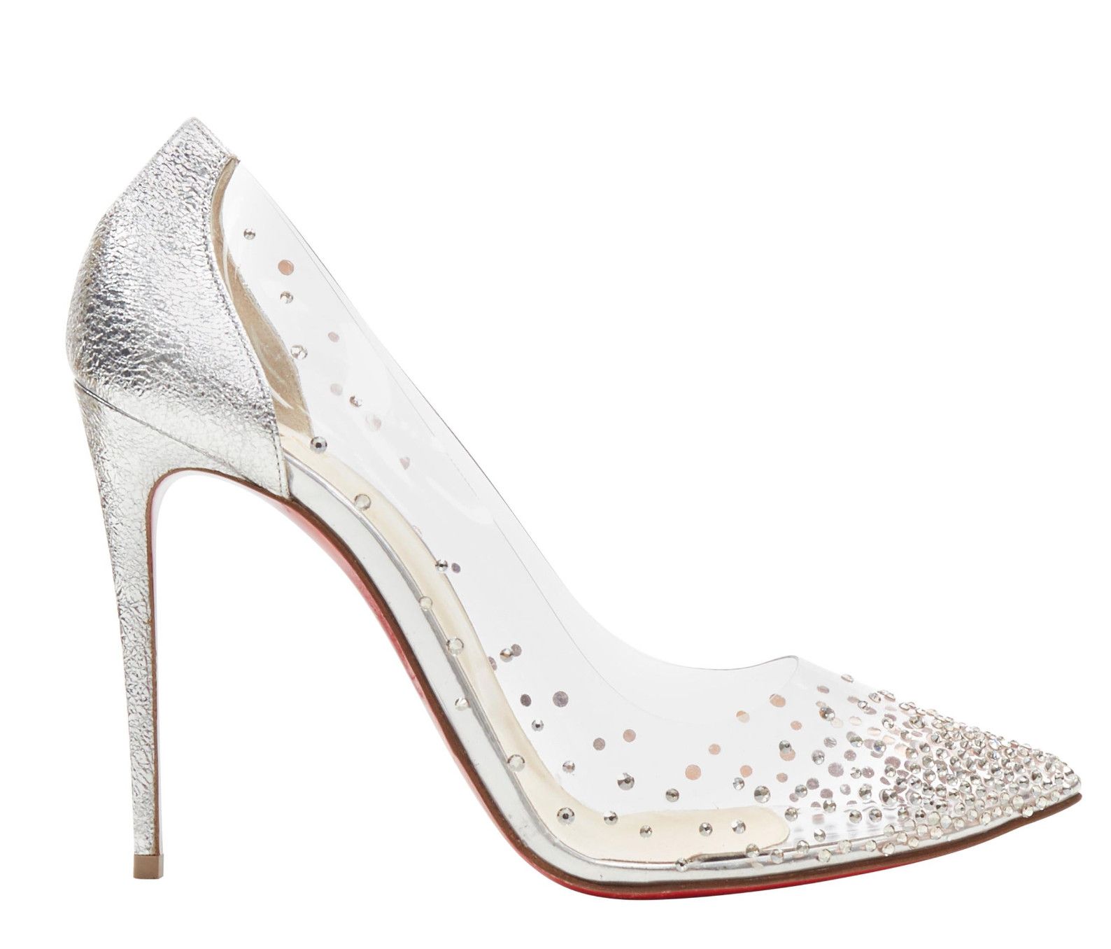 Christian Louboutin new CHRISTIAN LOUBOUTIN Degrastrass 100 clear PVC silver strass bridal pump EU40 Size US 10 / IT 40 - 1 Thumbnail