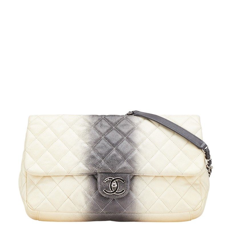 Chanel Chanel Coco Mark Matelasse Caviar Skin Shoulder Bag Leather Shoulder Bag in White, Women's