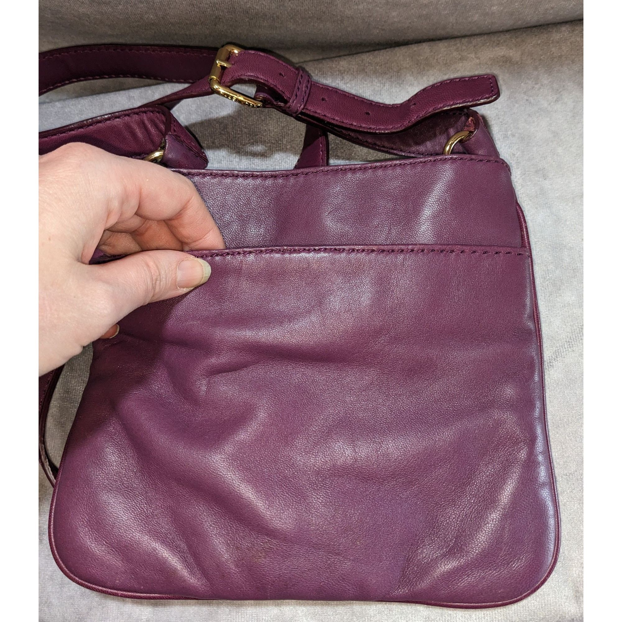 Michael Kors Michael Kors Purple Leather Crossbody Bag With Gold Stud Acc Size ONE SIZE - 3 Thumbnail