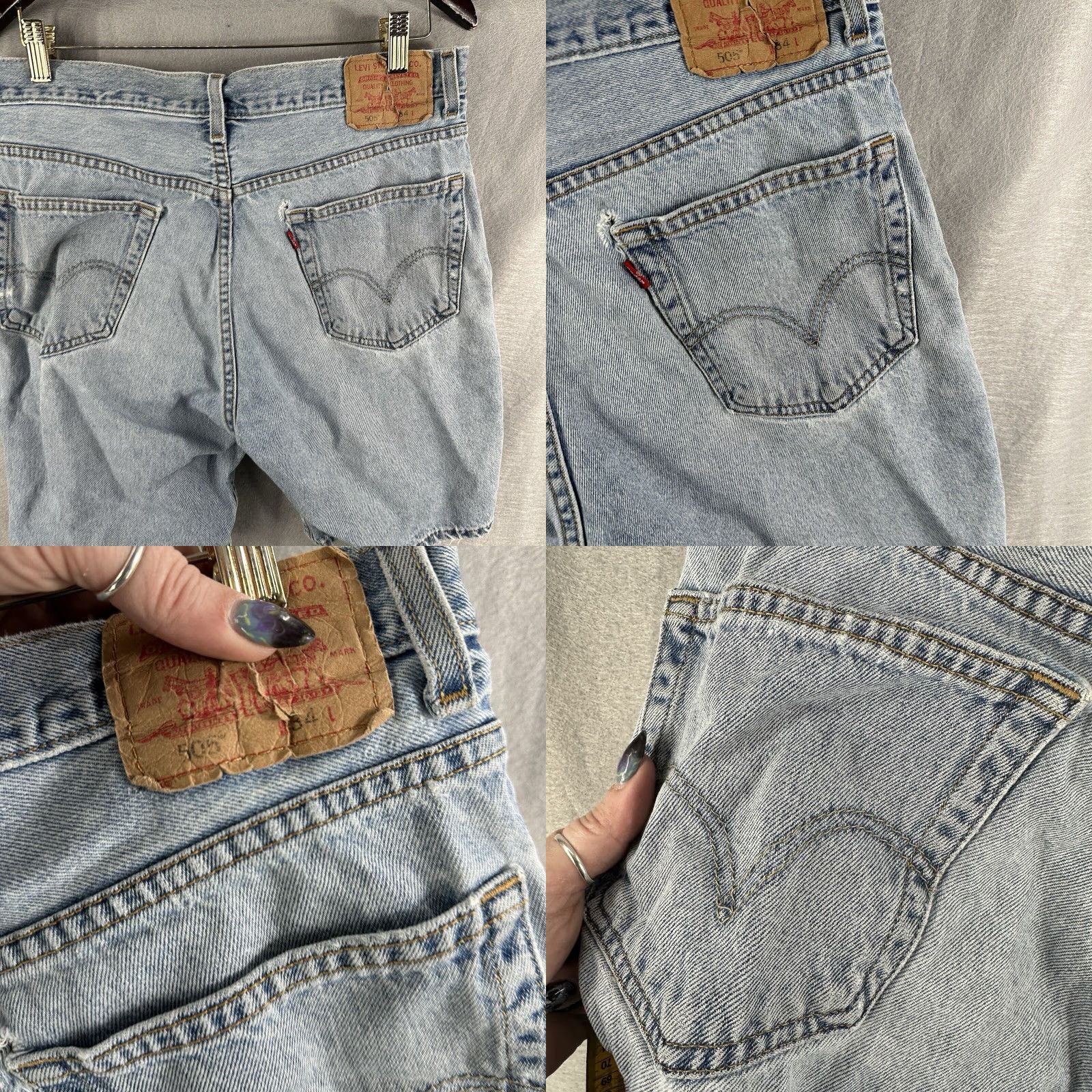 Levi's VINTAGE Levi's 505 Denim Jean Shorts Mens 34 Light Blue Regular Fit Y2K 2004 Summer Jorts Size US 34 / EU 50 - 8 Thumbnail