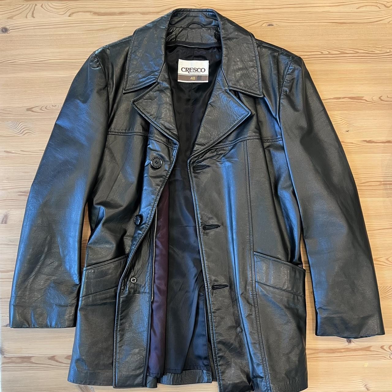Other Men's Black Leather Jacket Vintage Size L/40 Size US L / EU 52-54 / 3 - 1 Thumbnail