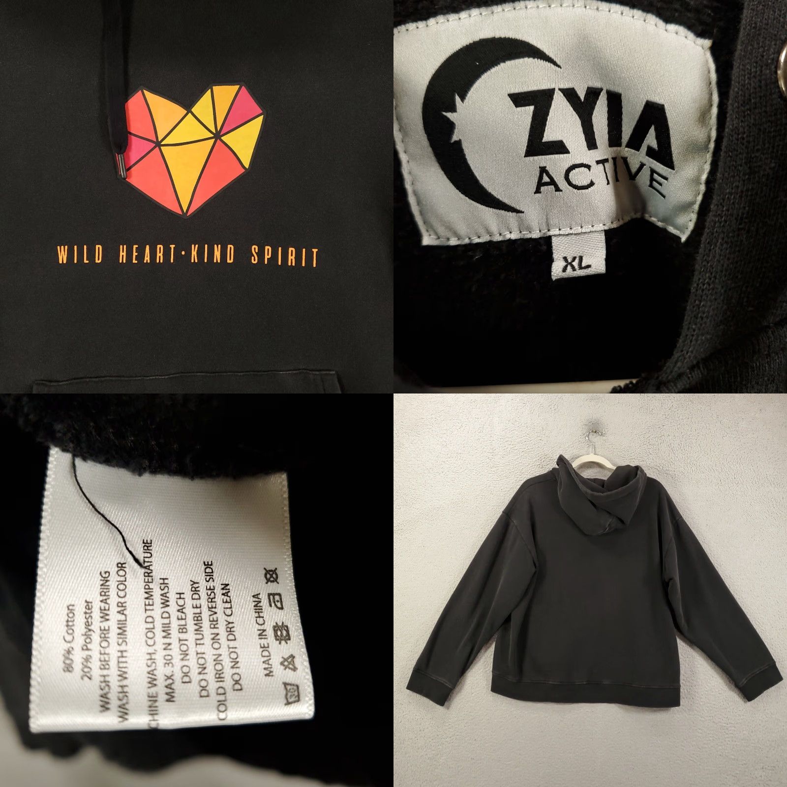 Vintage Zyia Hoodie Womens XL Diamond Wild Heart Kind Spirit Graphic Print Sweatshirt Size XL / US 12-14 / IT 48-50 - 8 Thumbnail