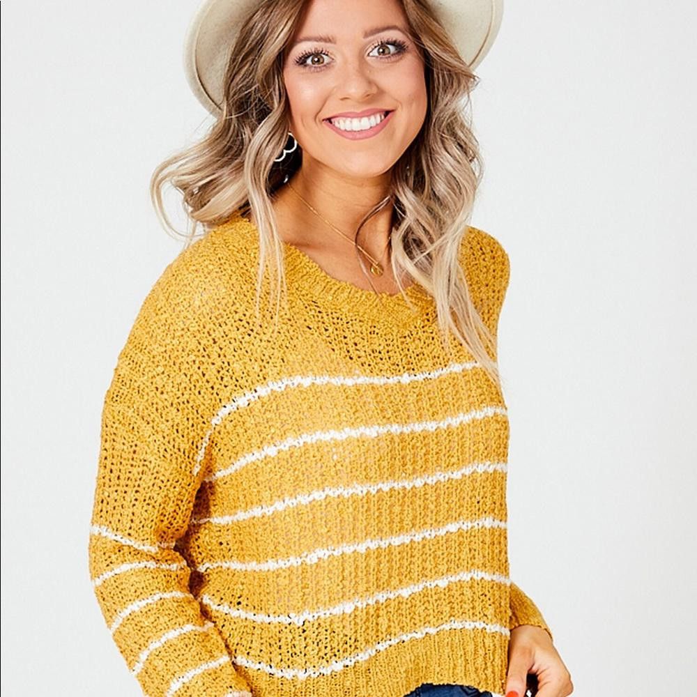Designer Chic Yellow Striped Sweater - Cozy and Stylish Size S / US 4 / IT 40 - 2 Thumbnail