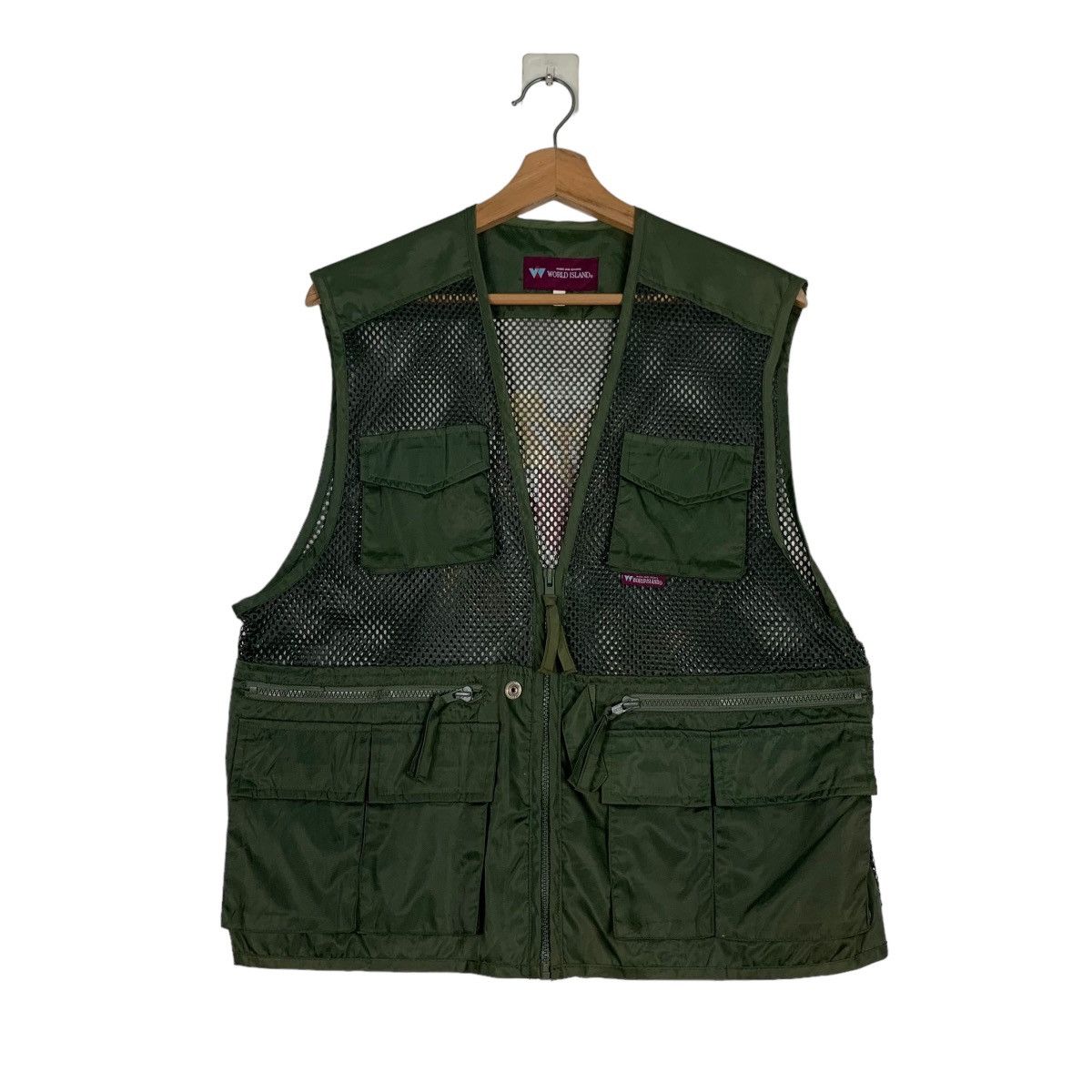Vintage WORLD ISLAND Tiger Graphic on Back Utility Vest #0556-C26 Size US L / EU 52-54 / 3 - 3 Thumbnail