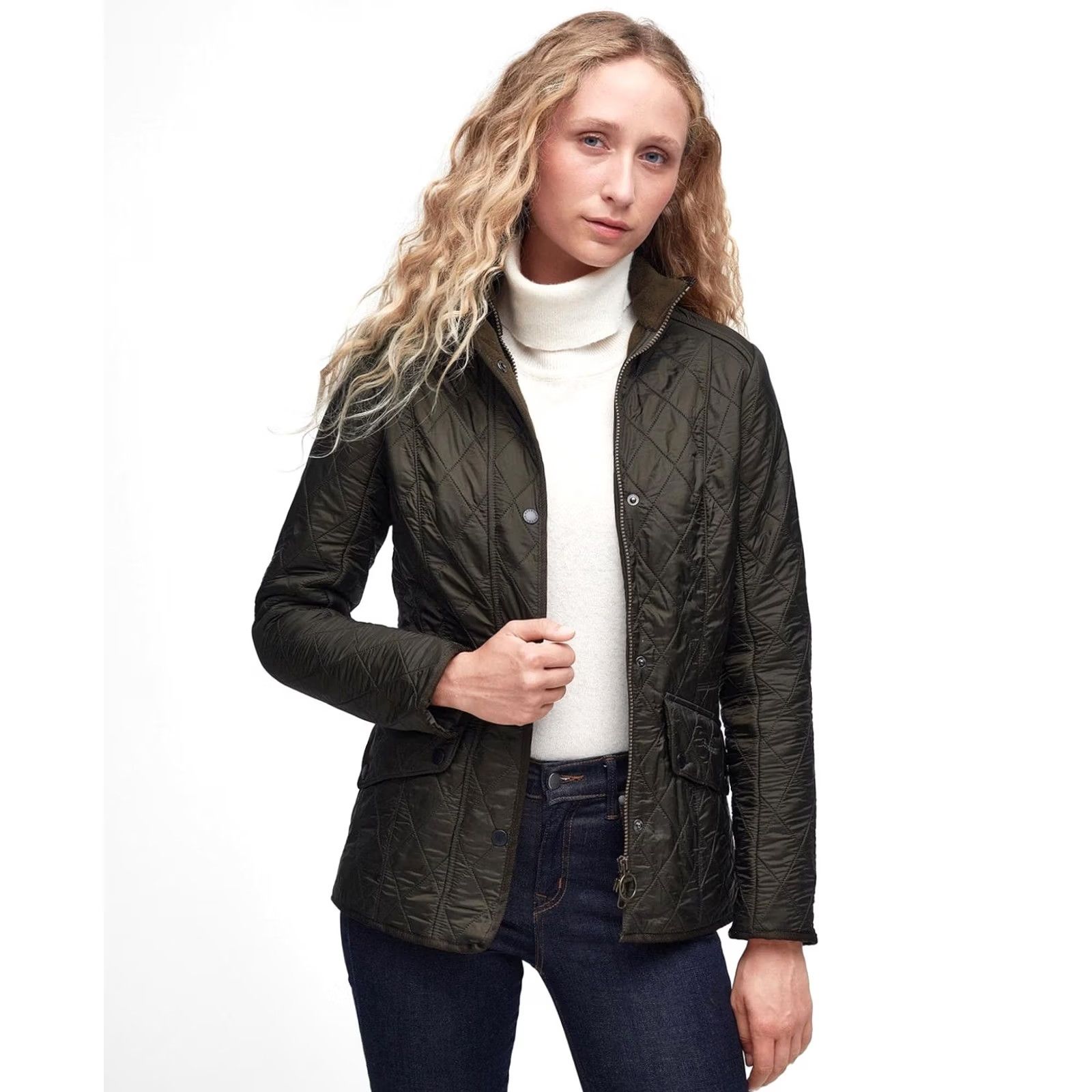 Barbour Barbour Cavalry Polarquilt Jacket Dark Olive Green LQU0087OL91 Women's USA 4 Size S / US 4 / IT 40 - 2 Thumbnail