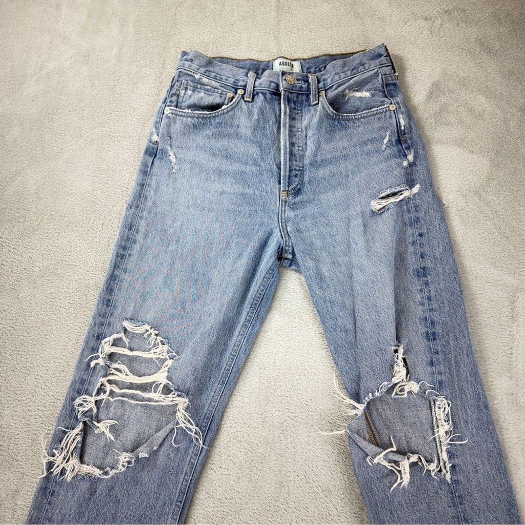 Agolde Agolde Women Sz 27 W x 28 L 90s Mid Rise Straight Distressed Size 27" / US 4 / IT 40 - 8 Thumbnail