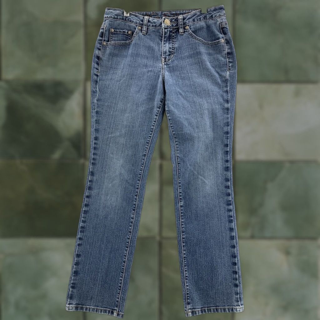 AG Jeans VINTAGE Jag Jeans Jeans Womens 6P Low Rise Straight Leg Studded blue denim 90s Womens Size 29" - 1 Thumbnail