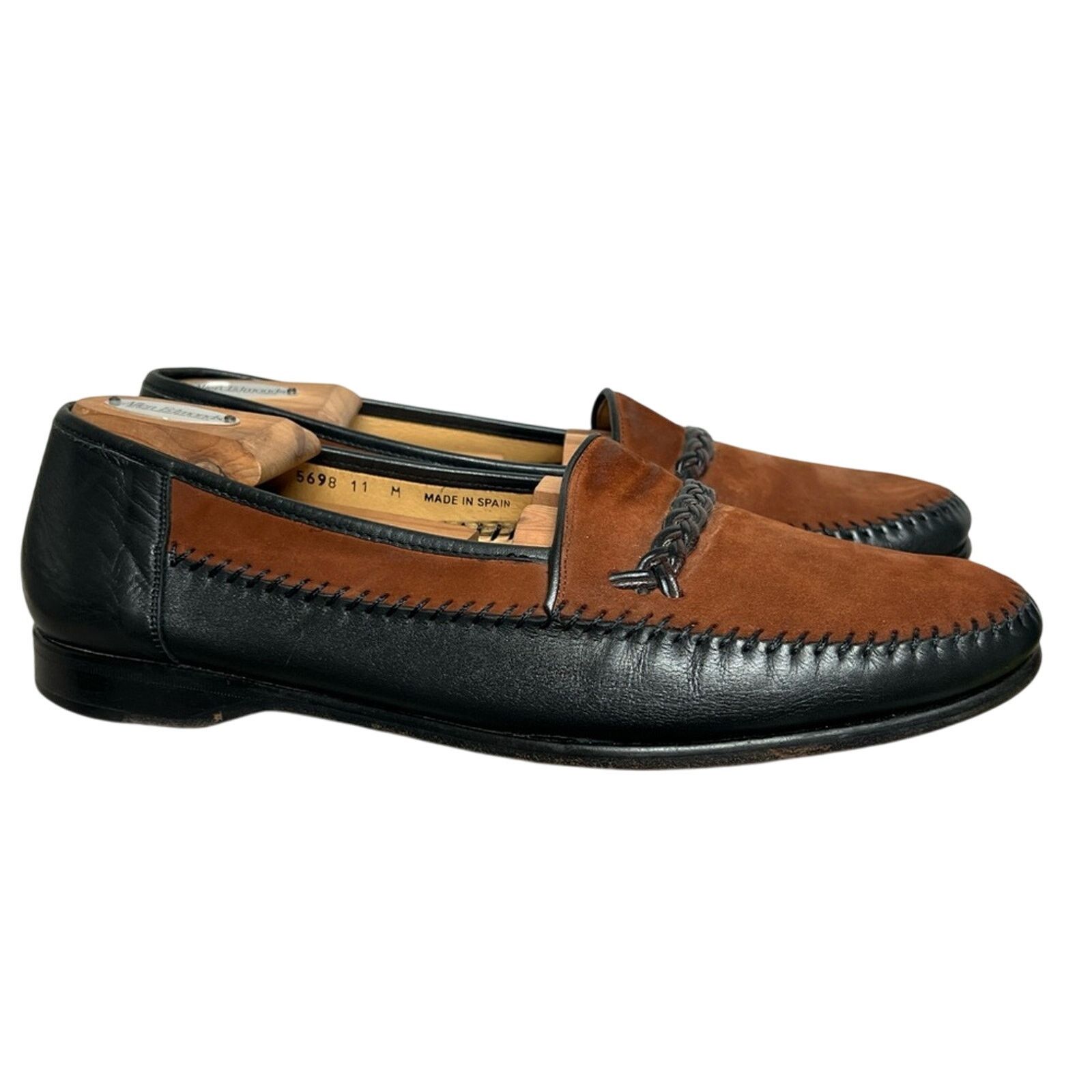 Magnanni Men's Magnanni Brown Black Two Tone Leather Loafers Shoes Size US 11 / EU 44 - 2 Thumbnail